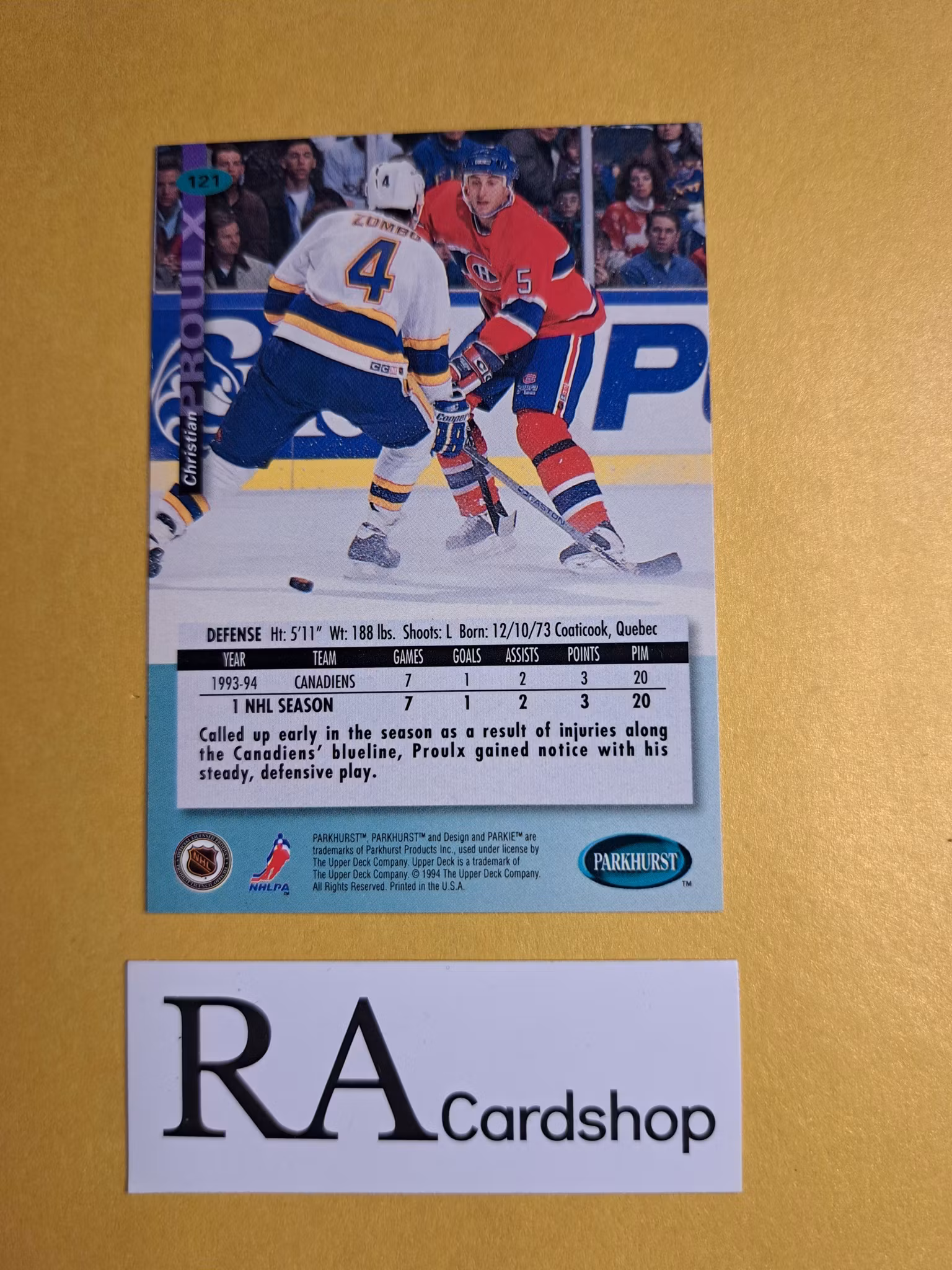 Christian Proulx 94-95 Parkhurst #121 NHL Hockey