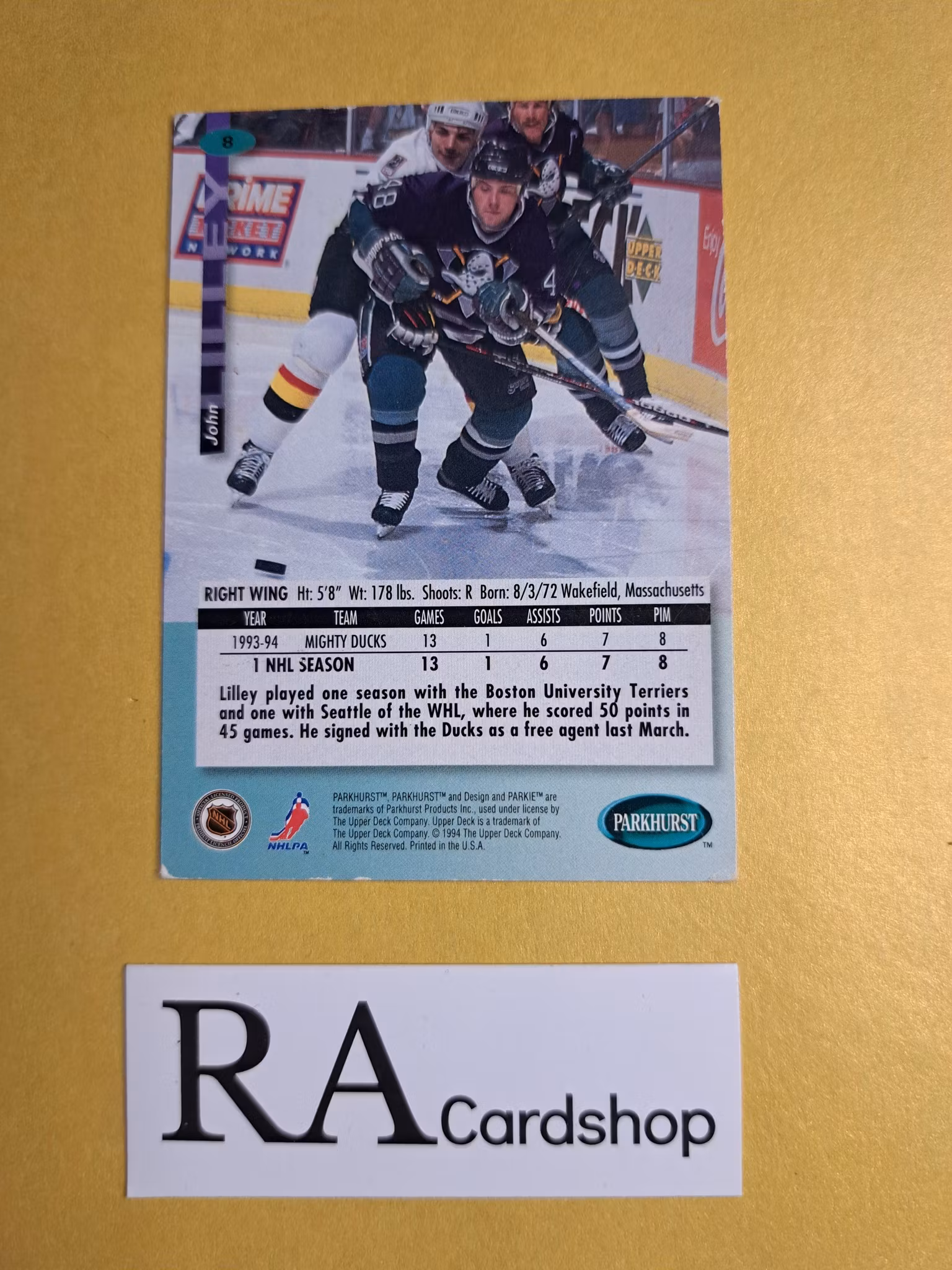 John Lilley 94-95 Parkhurst #8 NHL Hockey