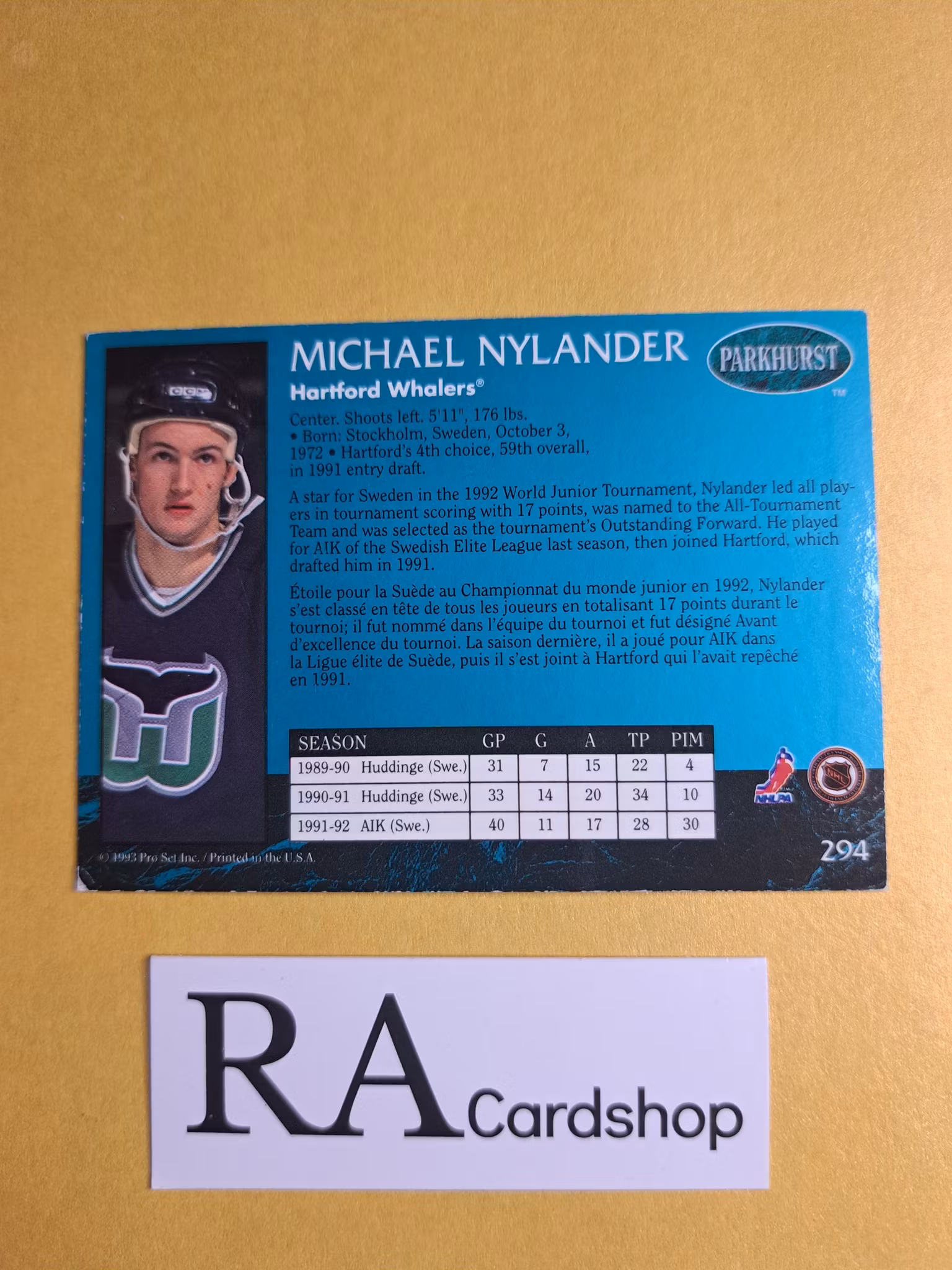 Michael Nylander 92-93 Parkhurst #294 NHL Hockey