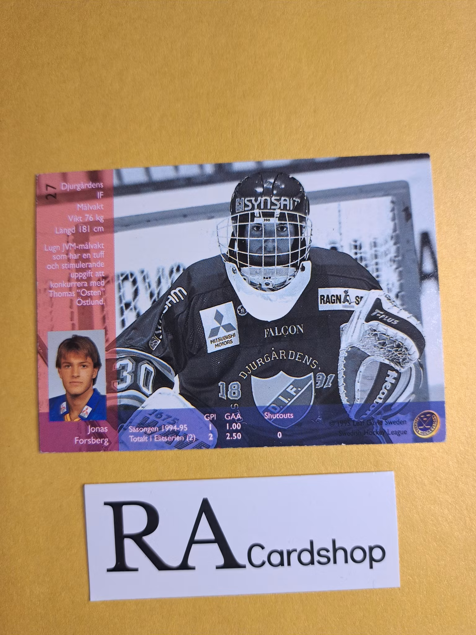 Jonas Forsberg (2) 95-96 Leaf #27 SHL Hockey