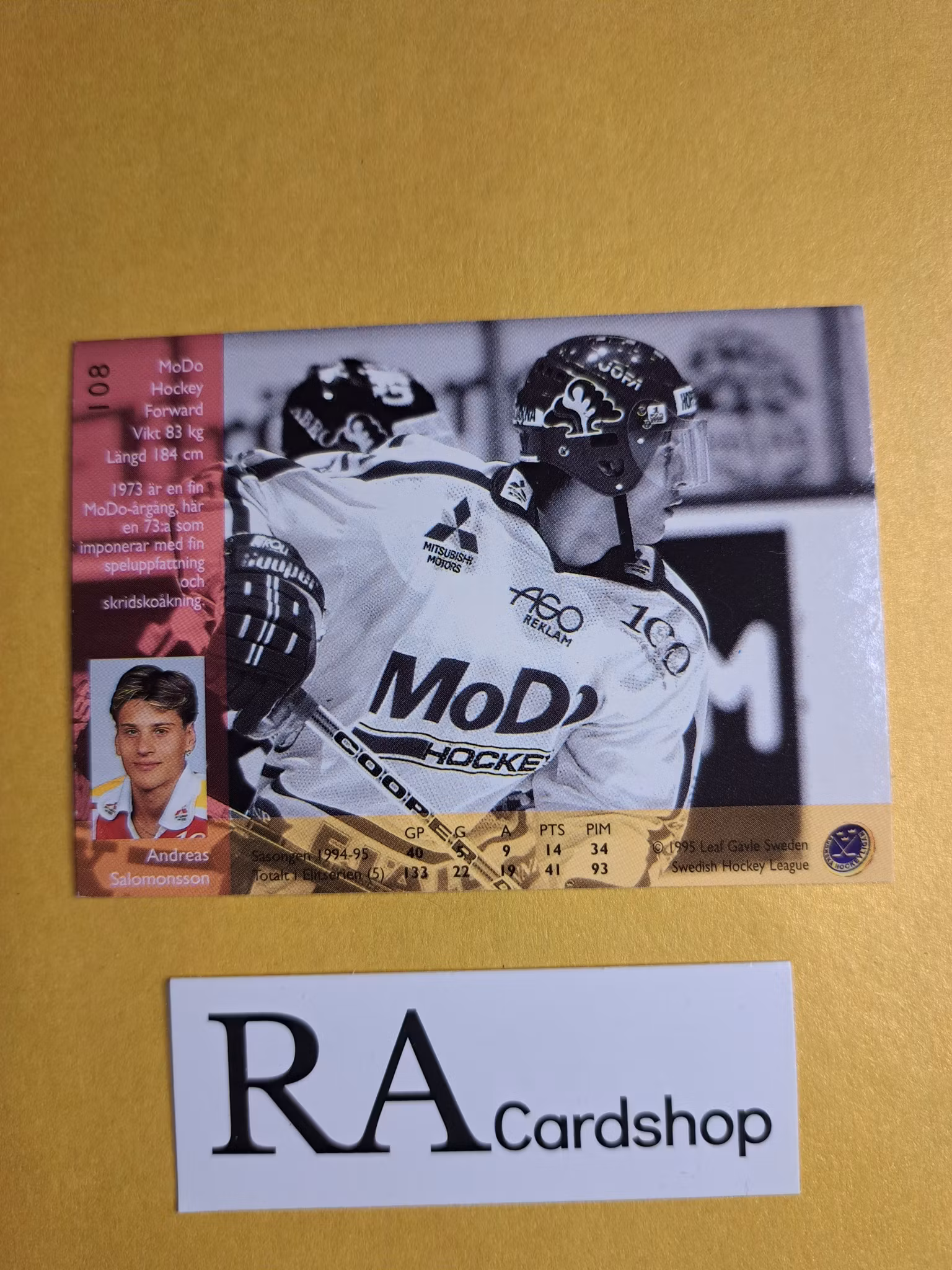 Andreas Salomonsson 95-96 Leaf #108 SHL Hockey