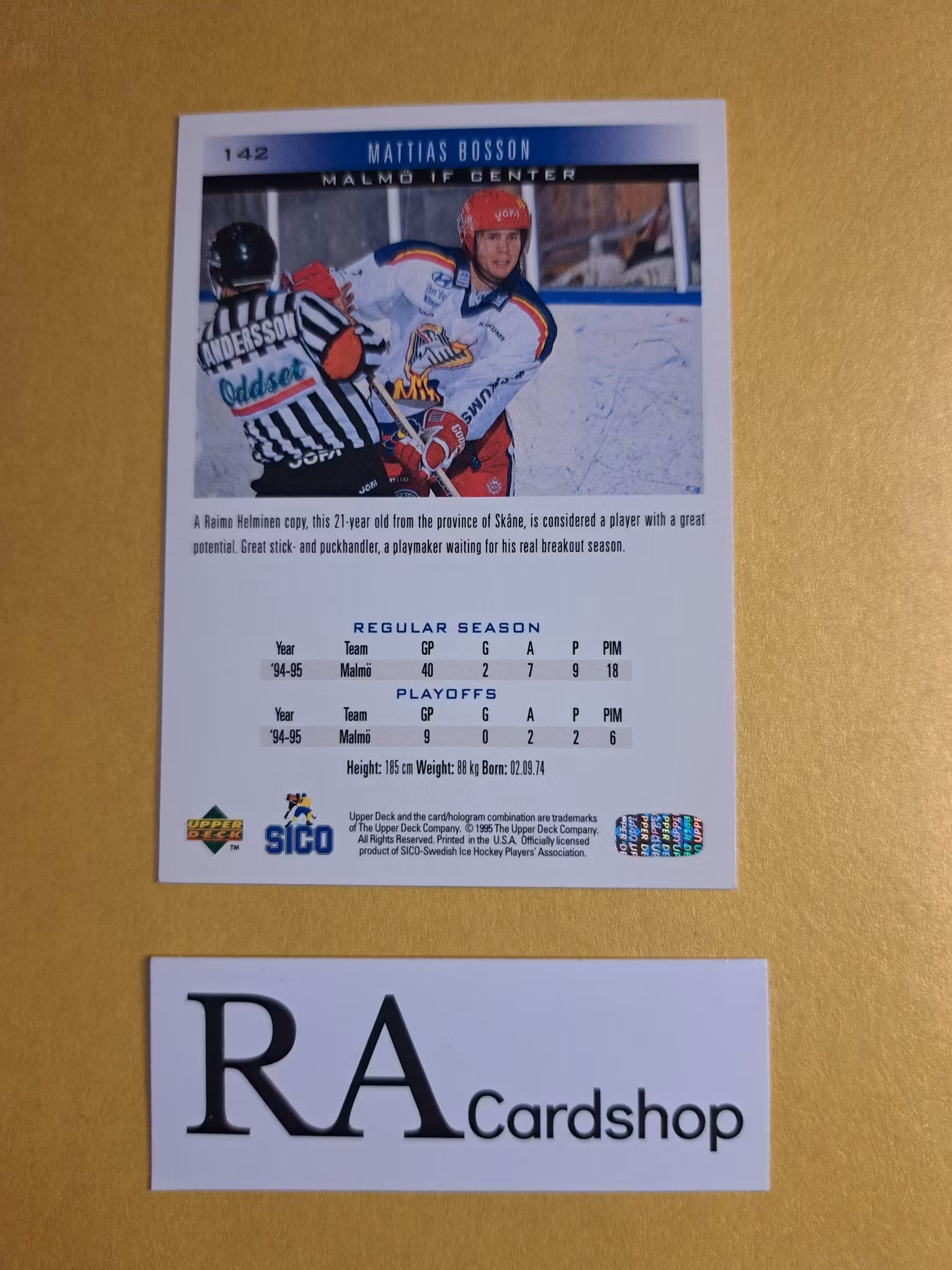 Mattias Bosson (2) 95-96 Upper Deck Swedish #142