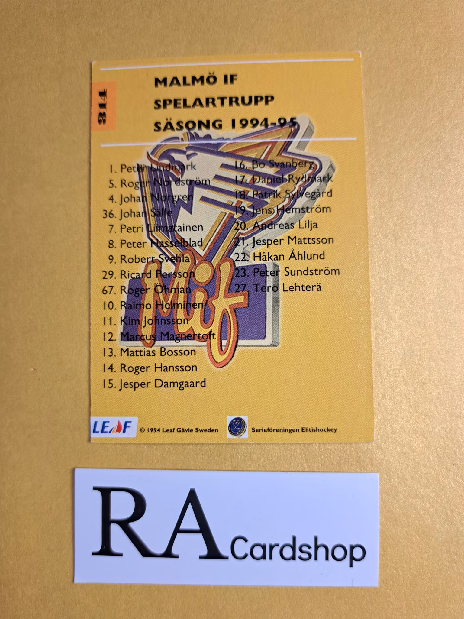 Malmö IF 94-95#314 Leaf  SHL Hockey