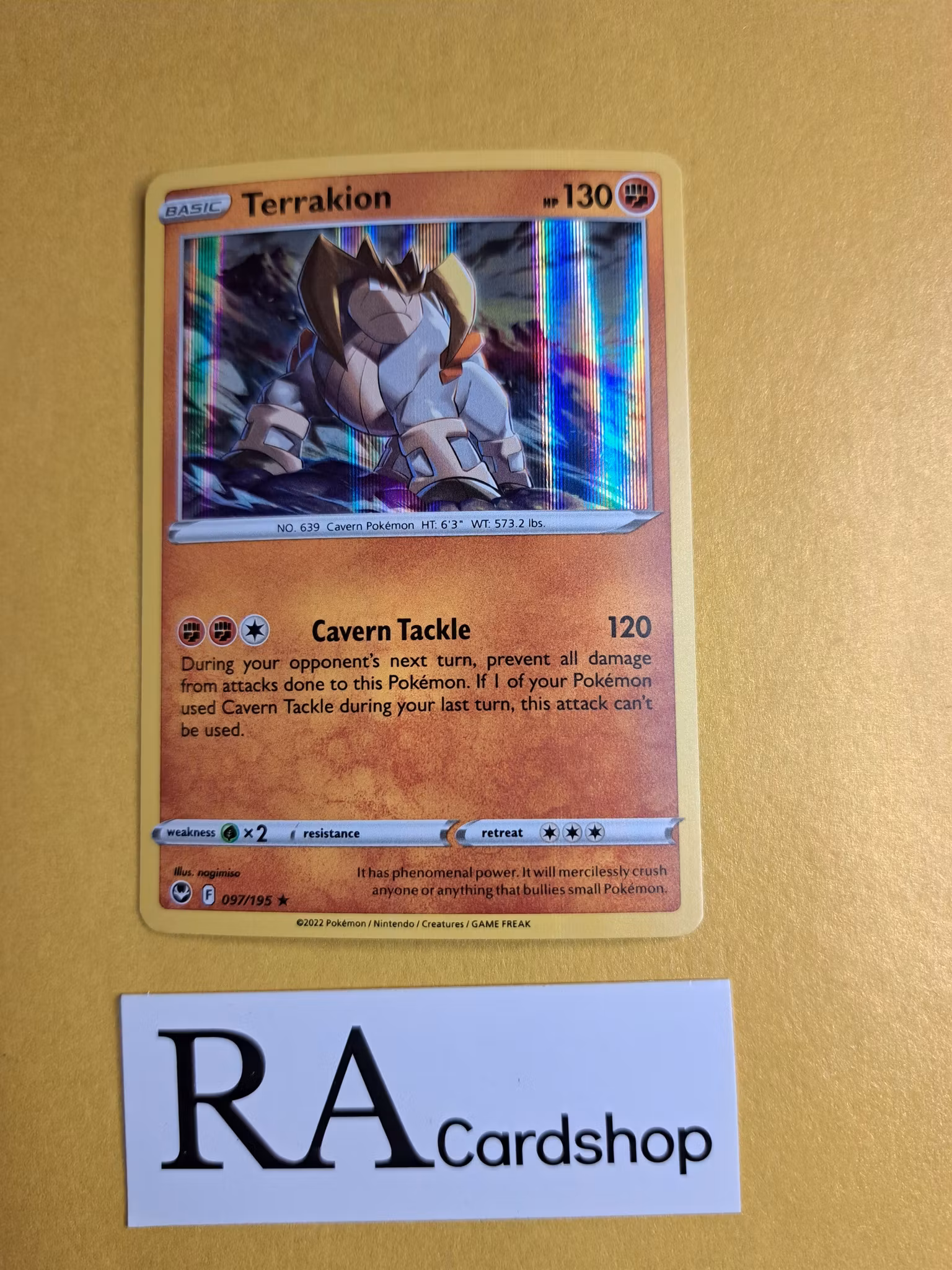 Terrakion Holo Rare 097/195 Silver Tempest Pokemon
