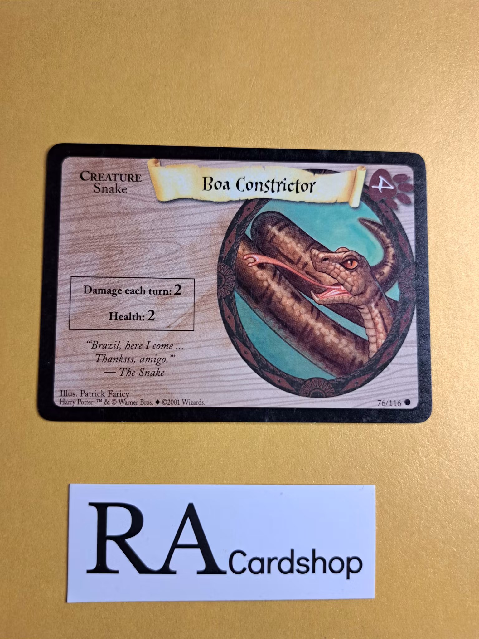 Boa Constrictor Common 76/116 Harry Potter Trading Card Game 2001