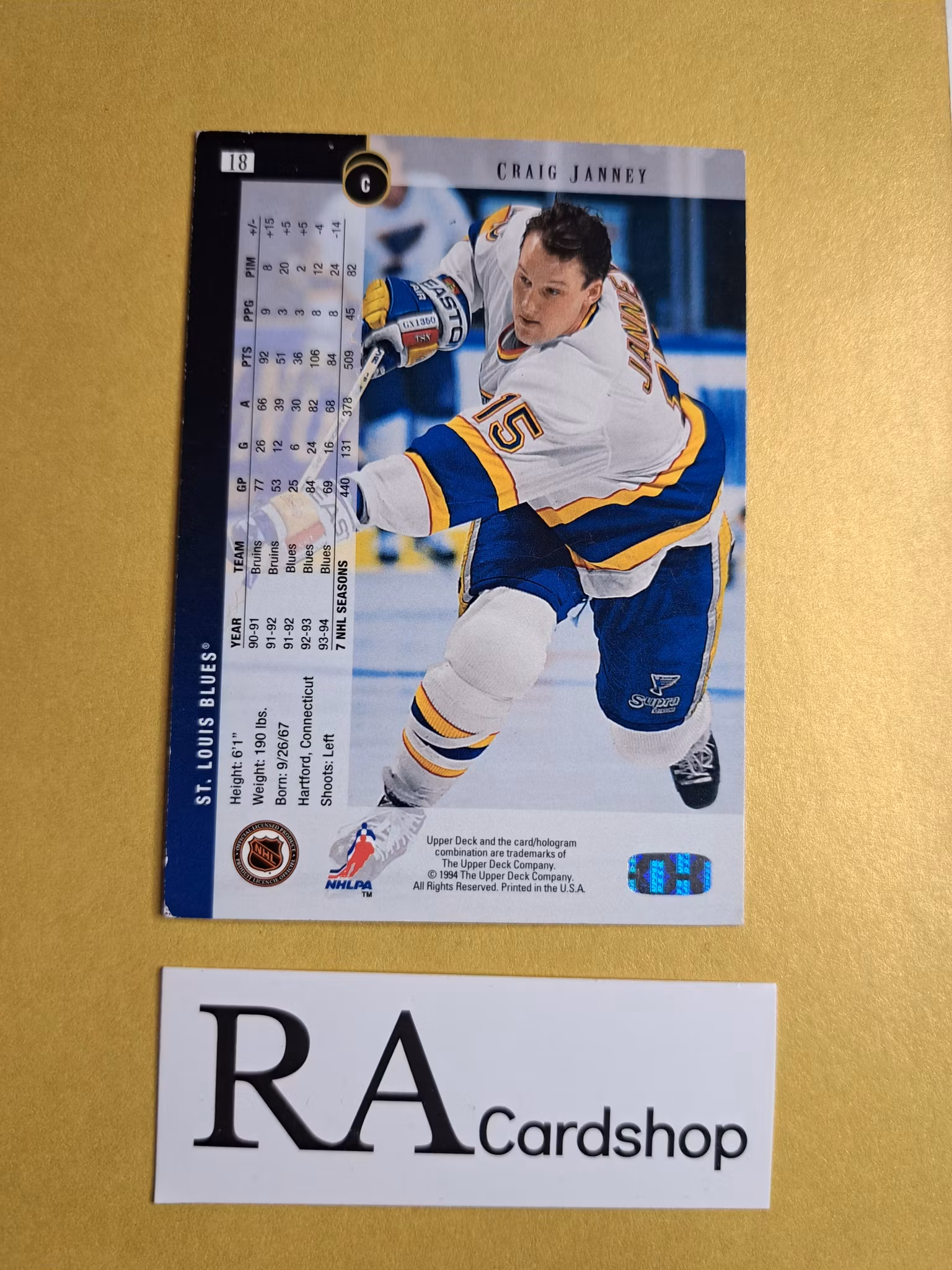 Craig Janney 94-95 Upper Deck #18 NHL Hockey