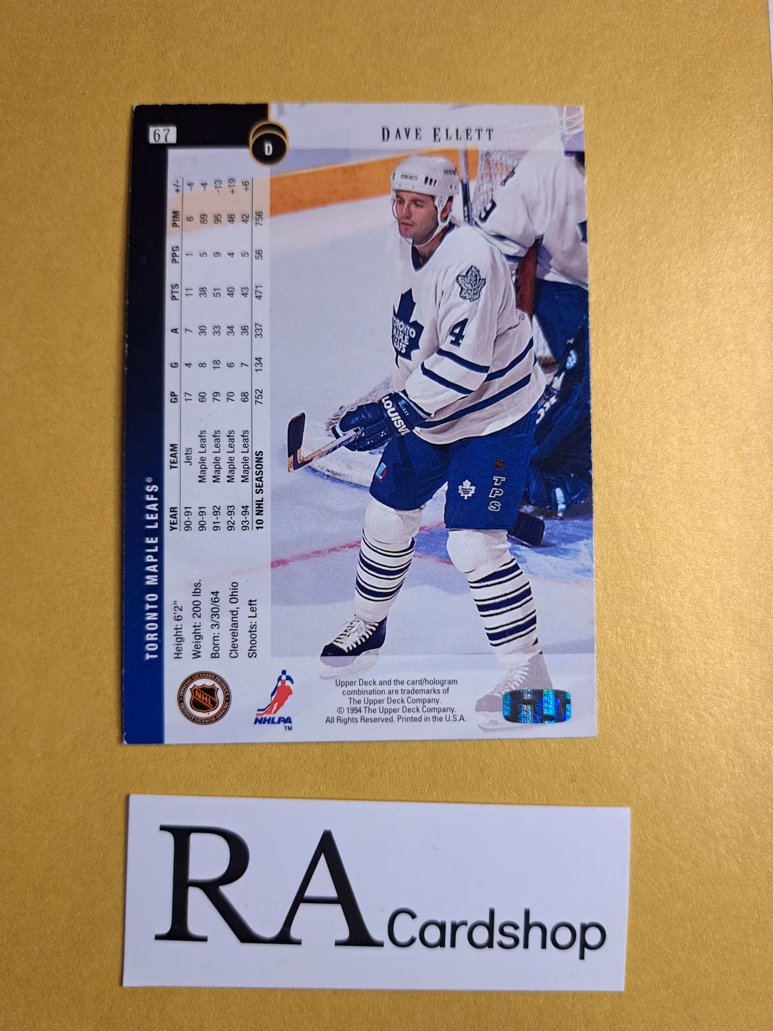 Dave Ellett (2) 94-95 Upper Deck #67 NHL Hockey