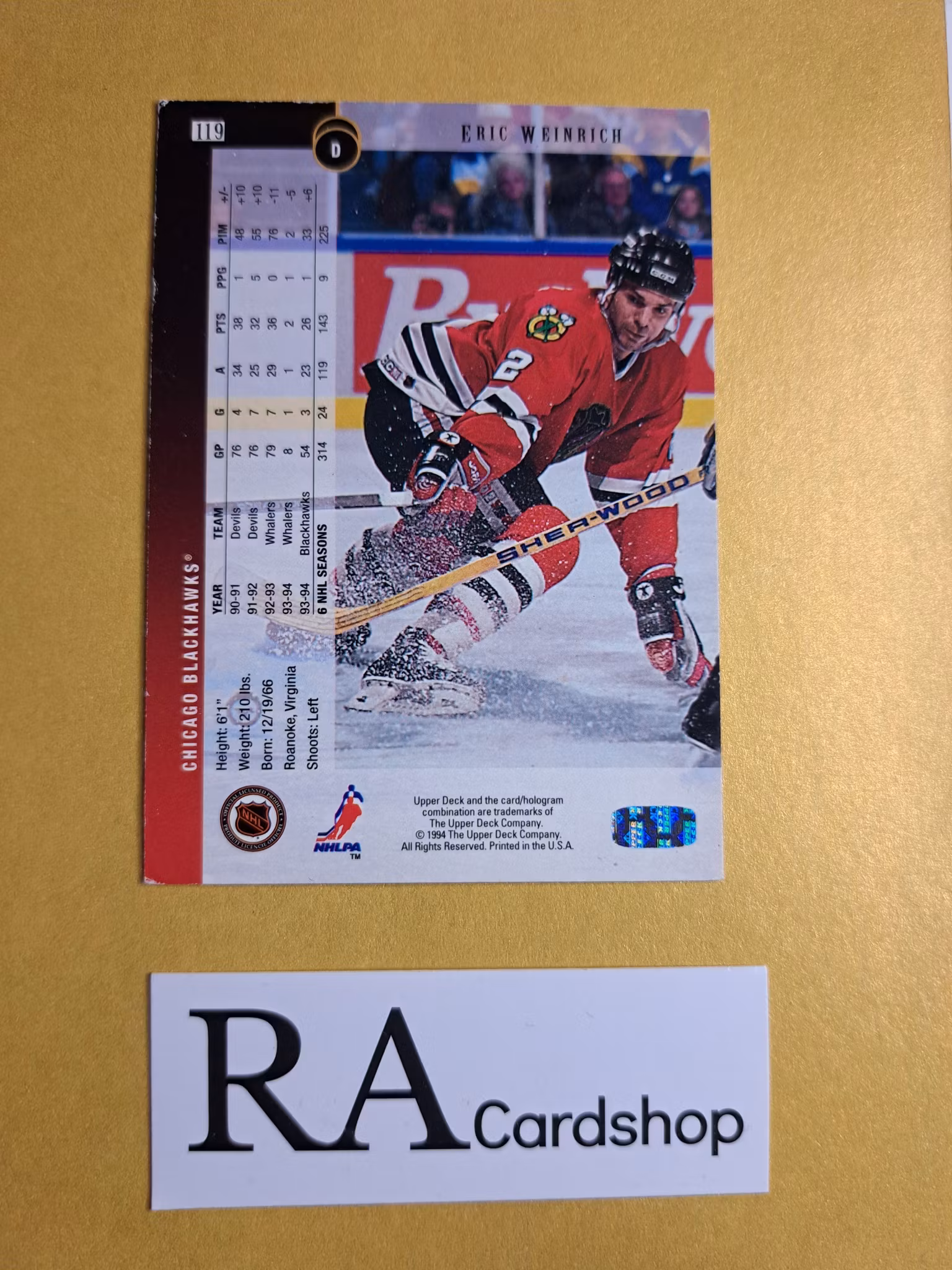 Eric Weinrich 94-95 Upper Deck #119 NHL Hockey