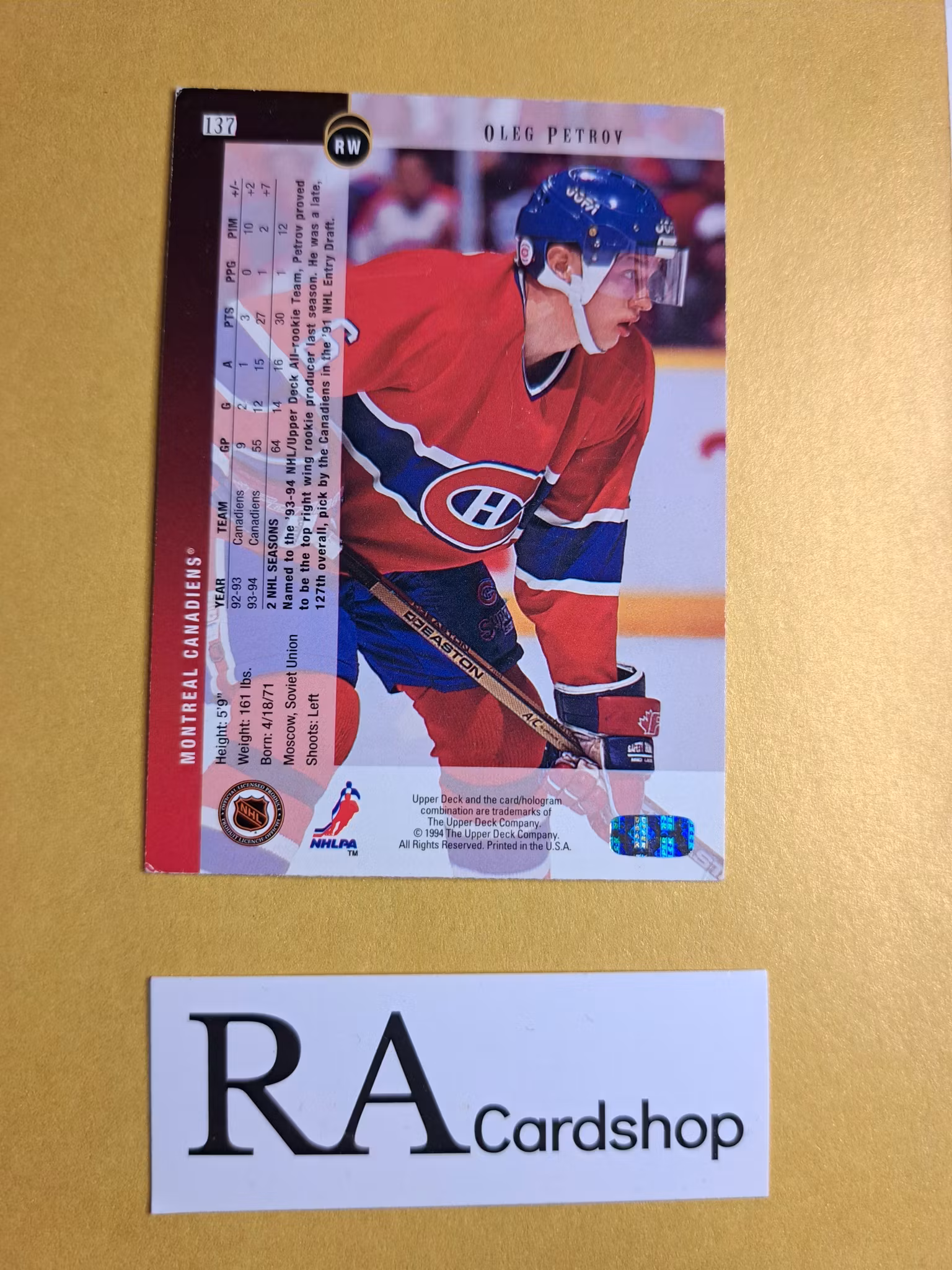 Oleg Perov 94-95 Upper Deck #137 NHL Hockey