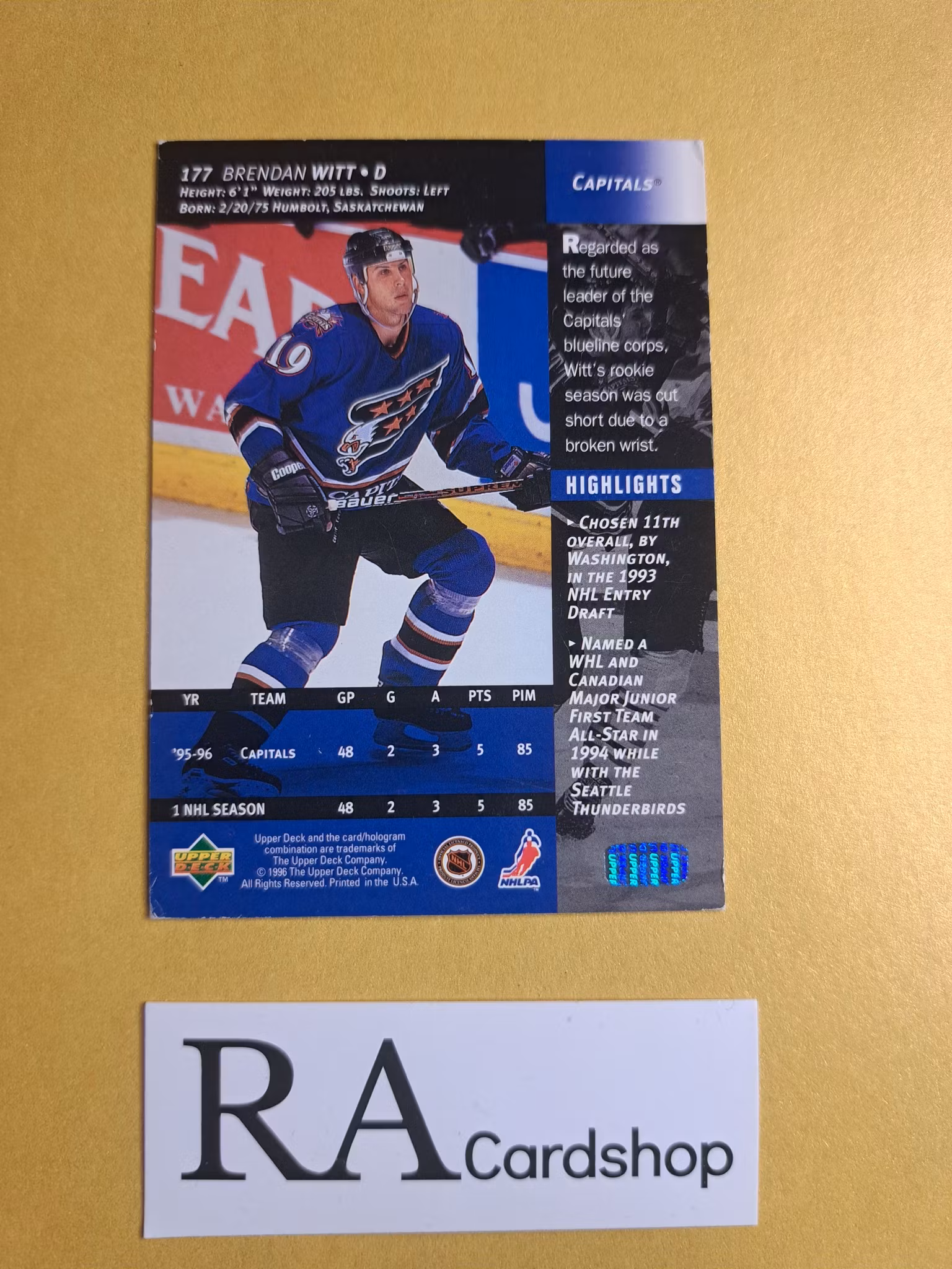 Brendan Witt 96-97 Upper Deck #177 NHL Hockey