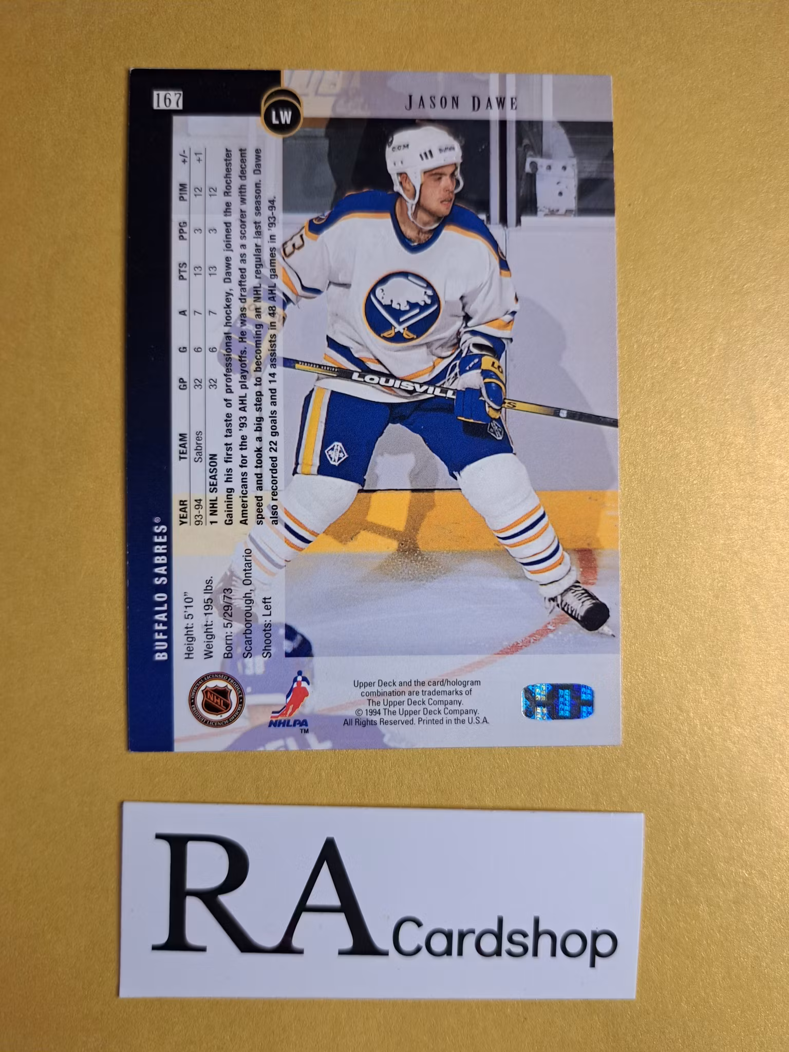 Jason Dawe (1) 94-95 Upper Deck #167 NHL Hockey