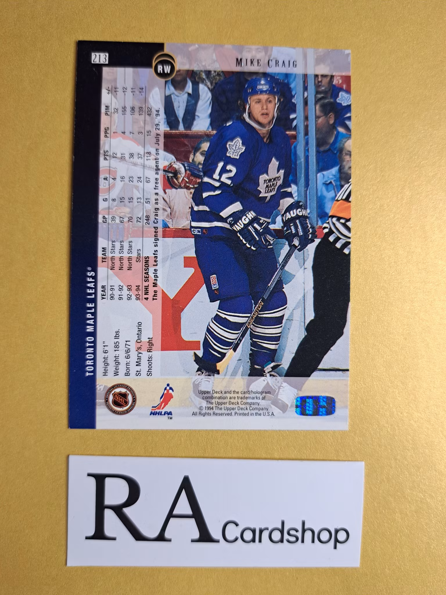 Mike Craig (1) 94-95 Upper Deck #213 NHL Hockey