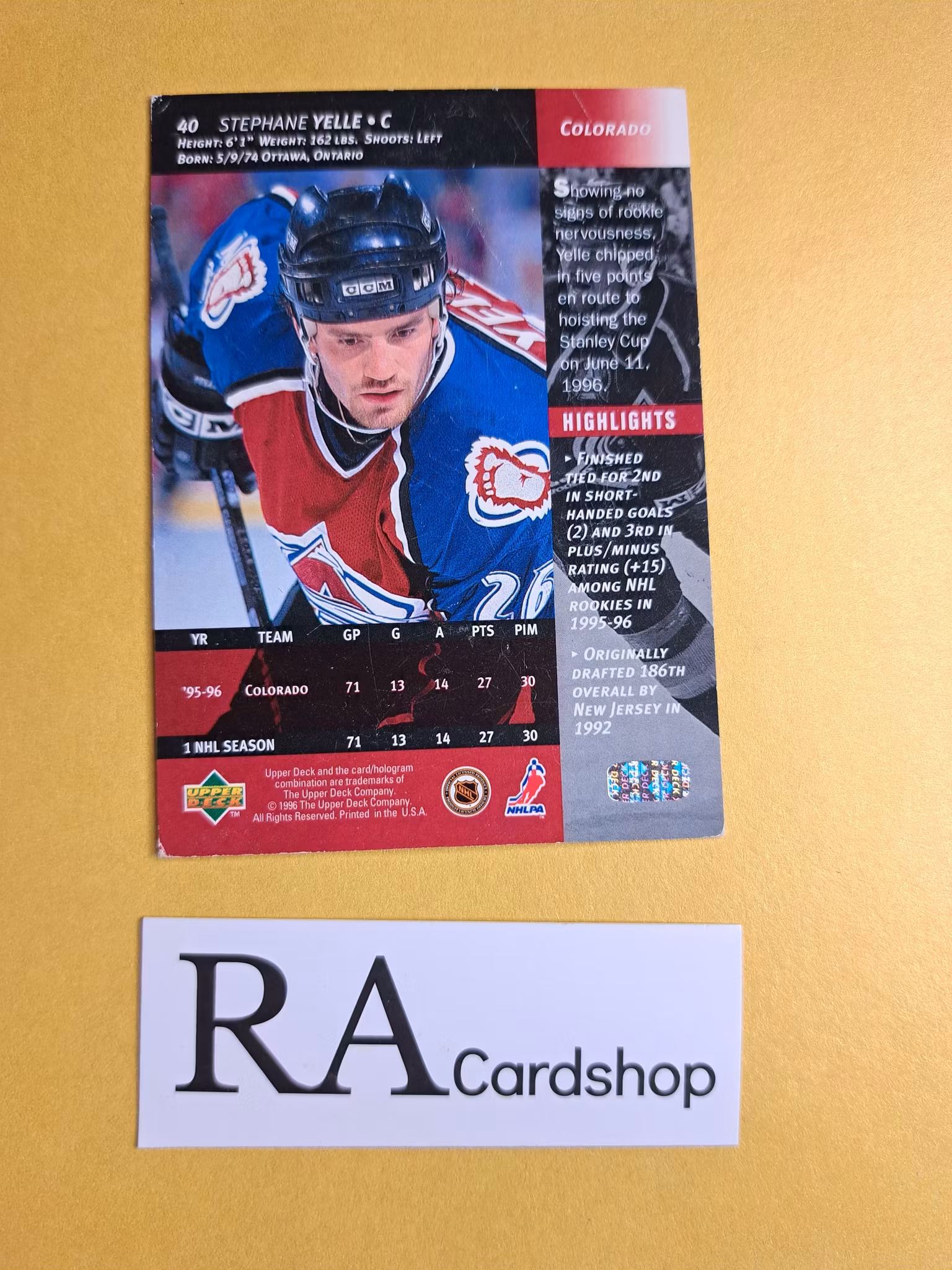 Stephane Yelle 96-97 Upper Deck #40 NHL Hockey