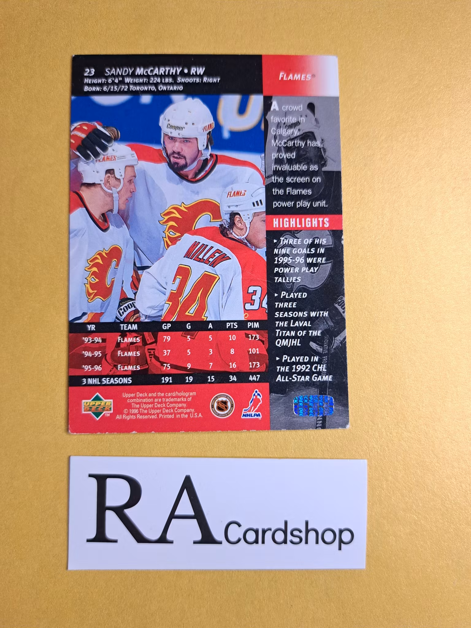 Sandy McCarthy 96-97 Upper Deck #23 NHL Hockey