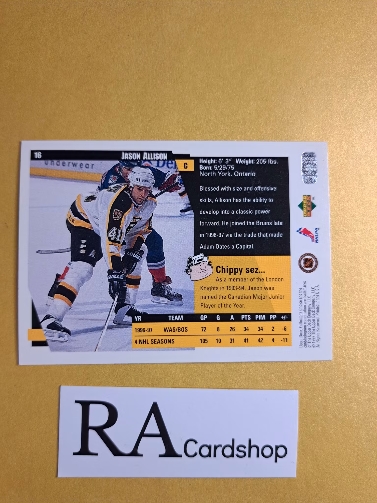 Jason Allison 97-98 Upper Deck Collectors Choice #16 NHL Hockey