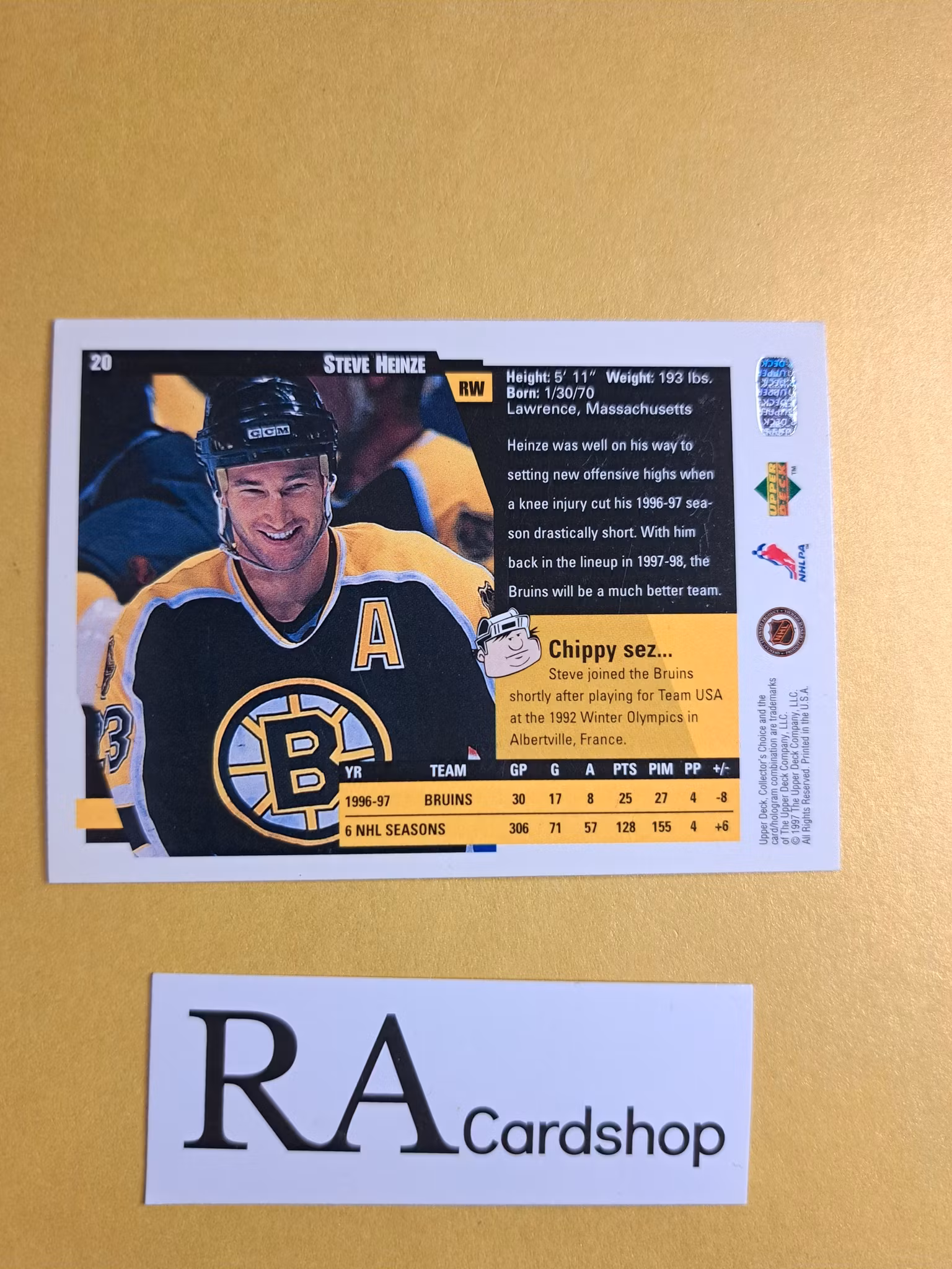 Steve Heinze 97-98 Upper Deck Collectors Choice #20 NHL Hockey