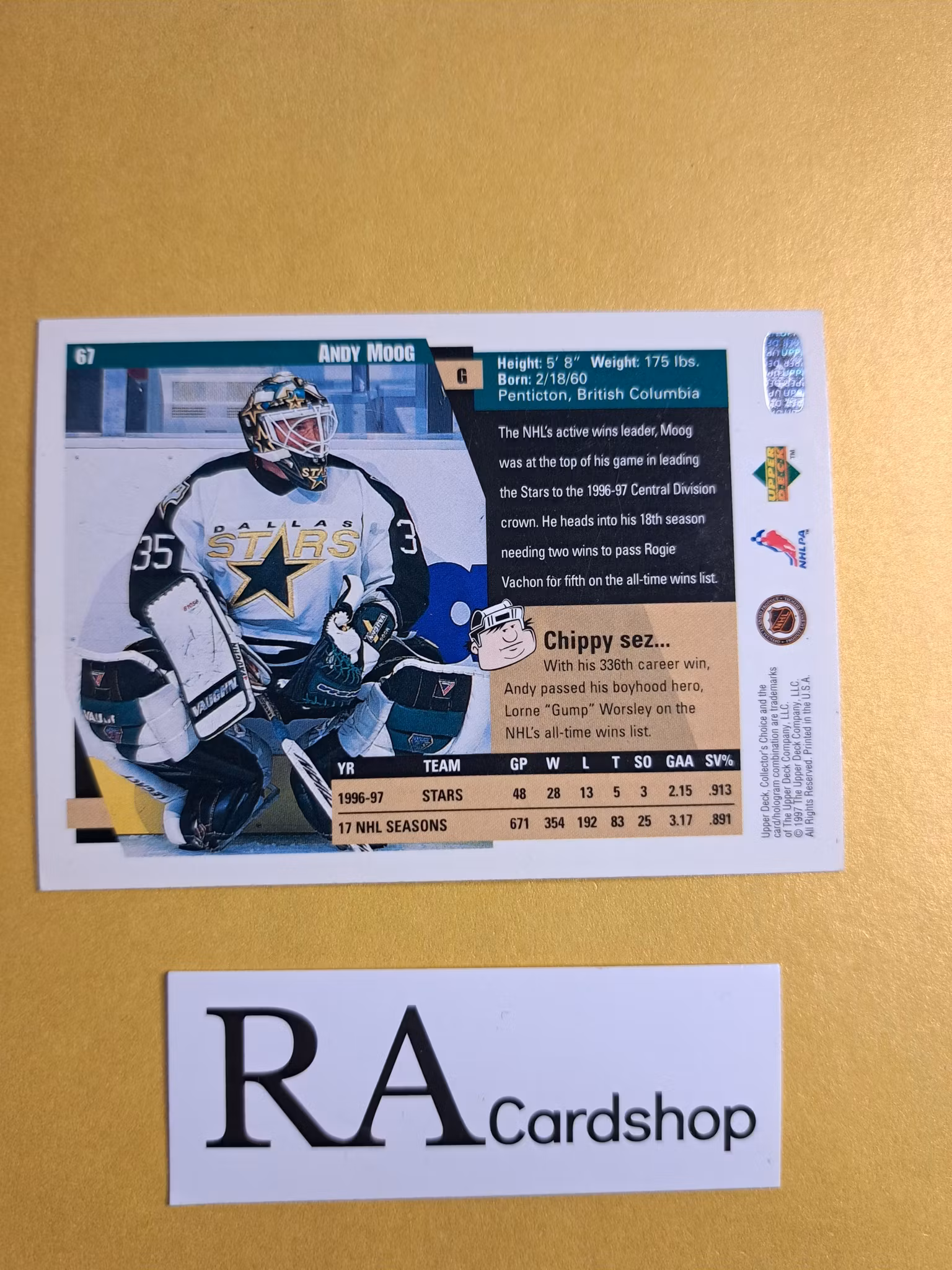 Andy Moog 97-98 Upper Deck Collectors Choice #67 NHL Hockey