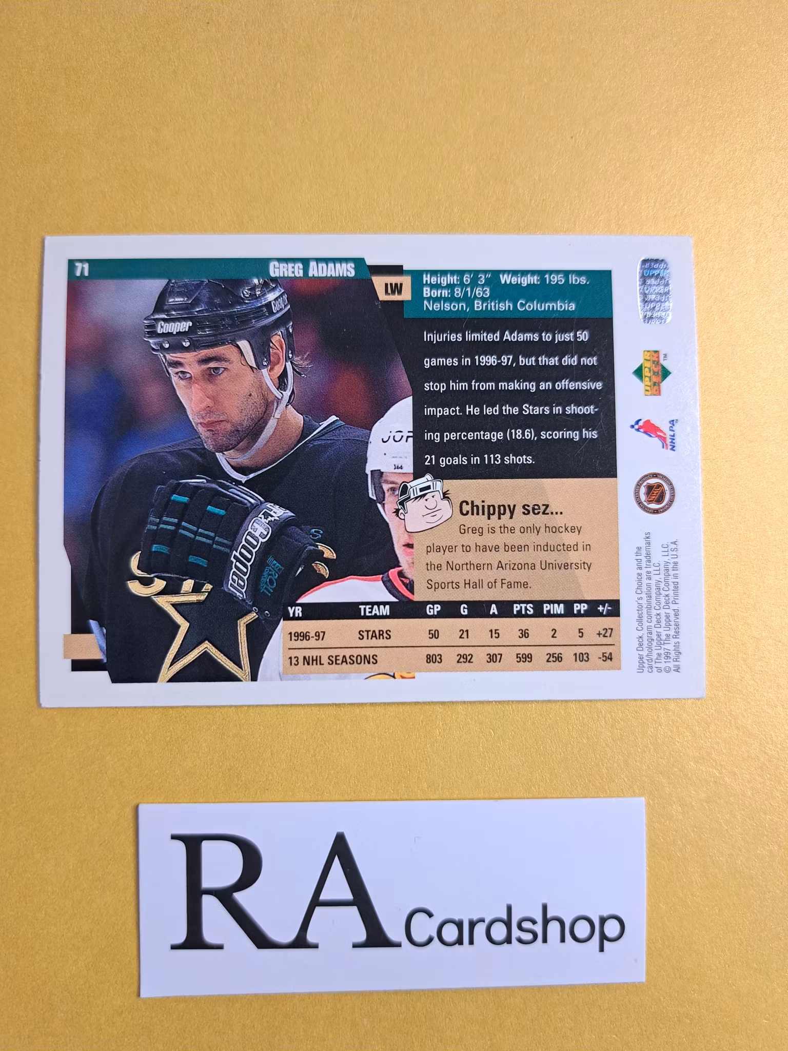 Greg Adams 97-98 Upper Deck Collectors Choice #71 NHL Hockey