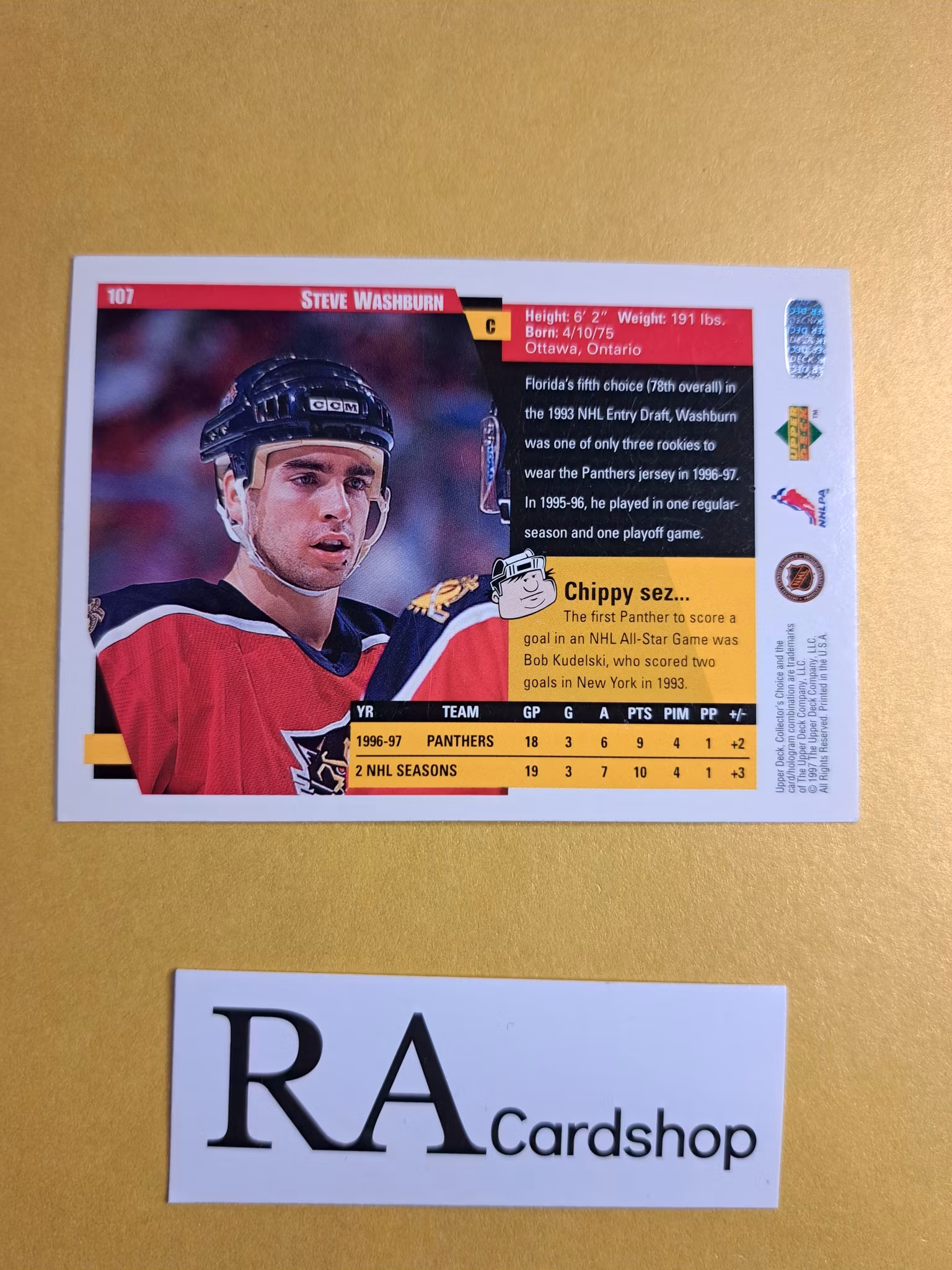 Steve Washburn 97-98 Upper Deck Collectors Choice #107 NHL Hockey