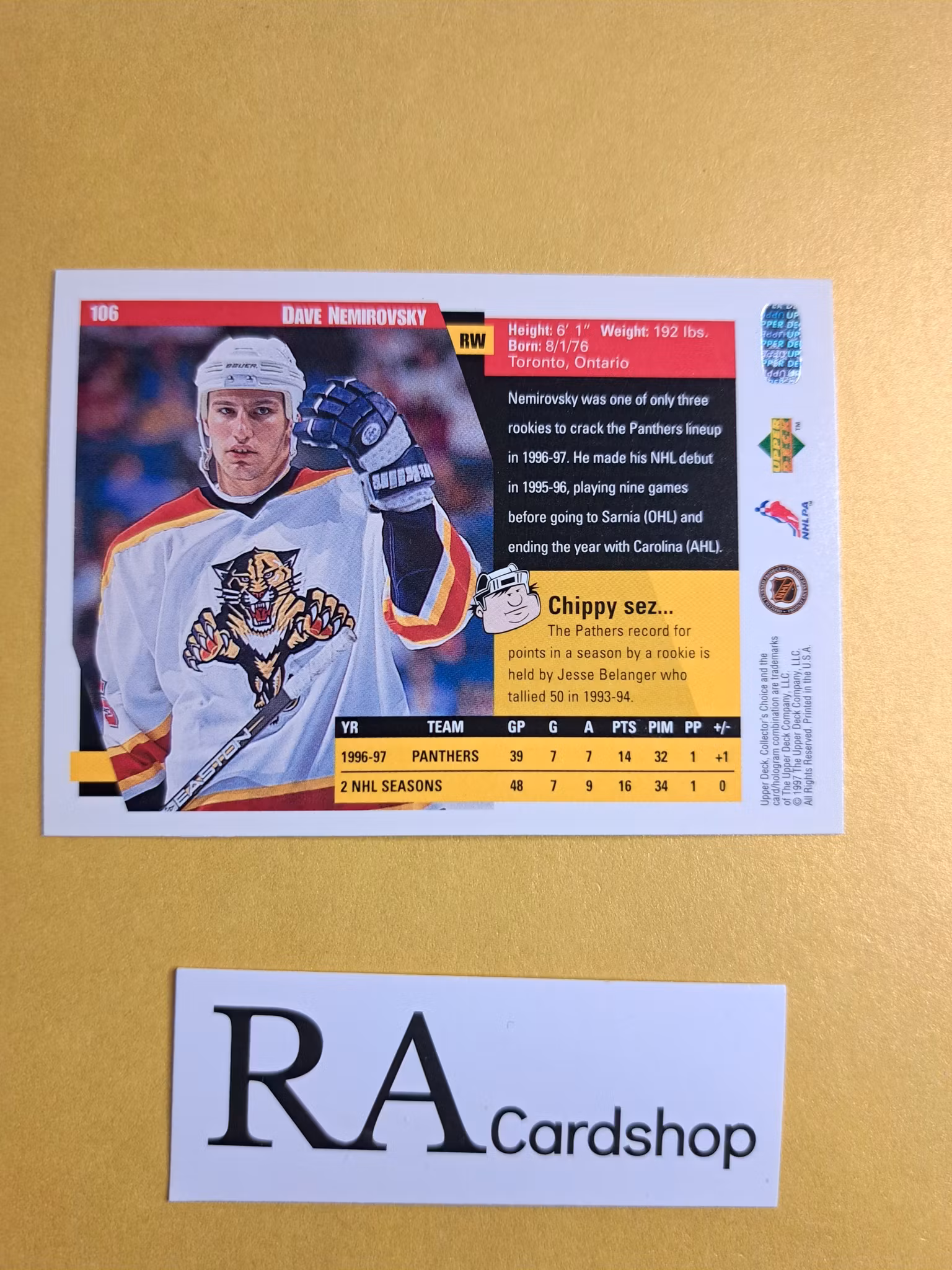 Dave Nemirovsky 97-98 Upper Deck Collectors Choice #106 NHL Hockey