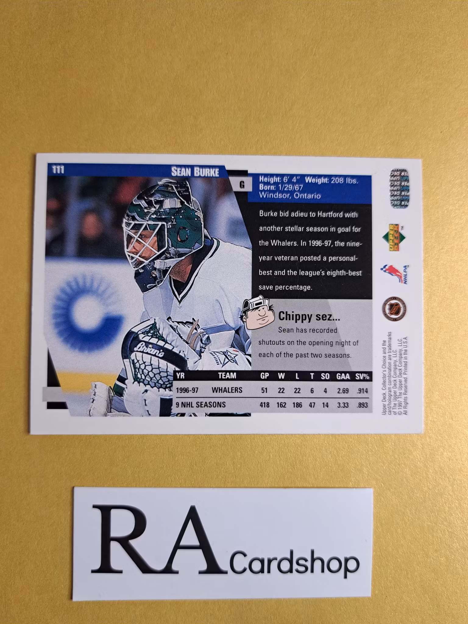 Sean Burke 97-98 Upper Deck Collectors Choice #111 NHL Hockey