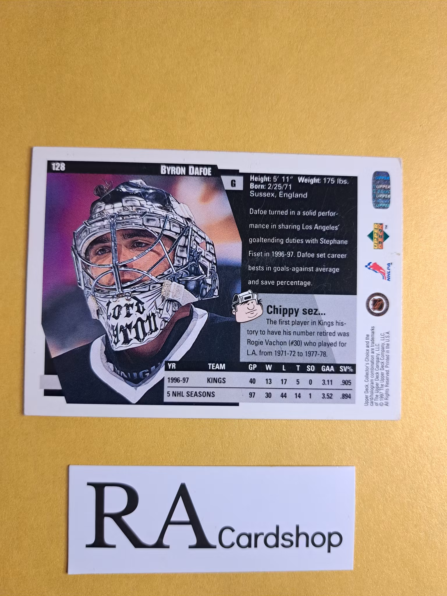 Byrone DaFoe 97-98 Upper Deck Collectors Choice #128 NHL Hockey