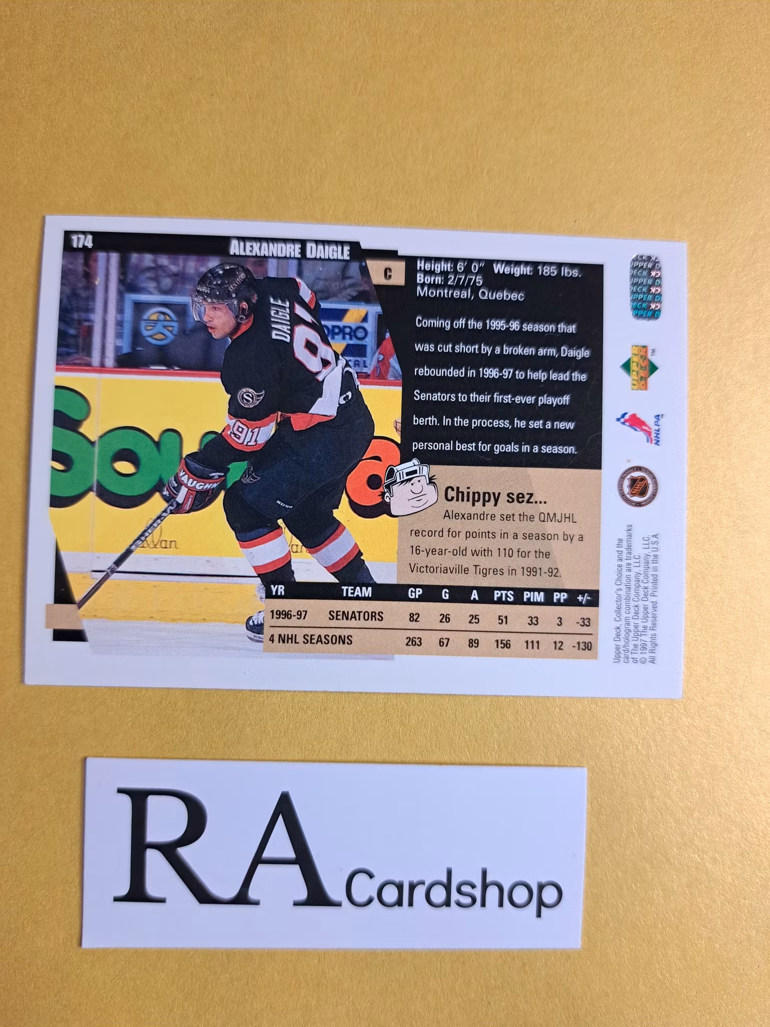 Alexandre Diagle 97-98 Upper Deck Collectors Choice #174 NHL Hockey