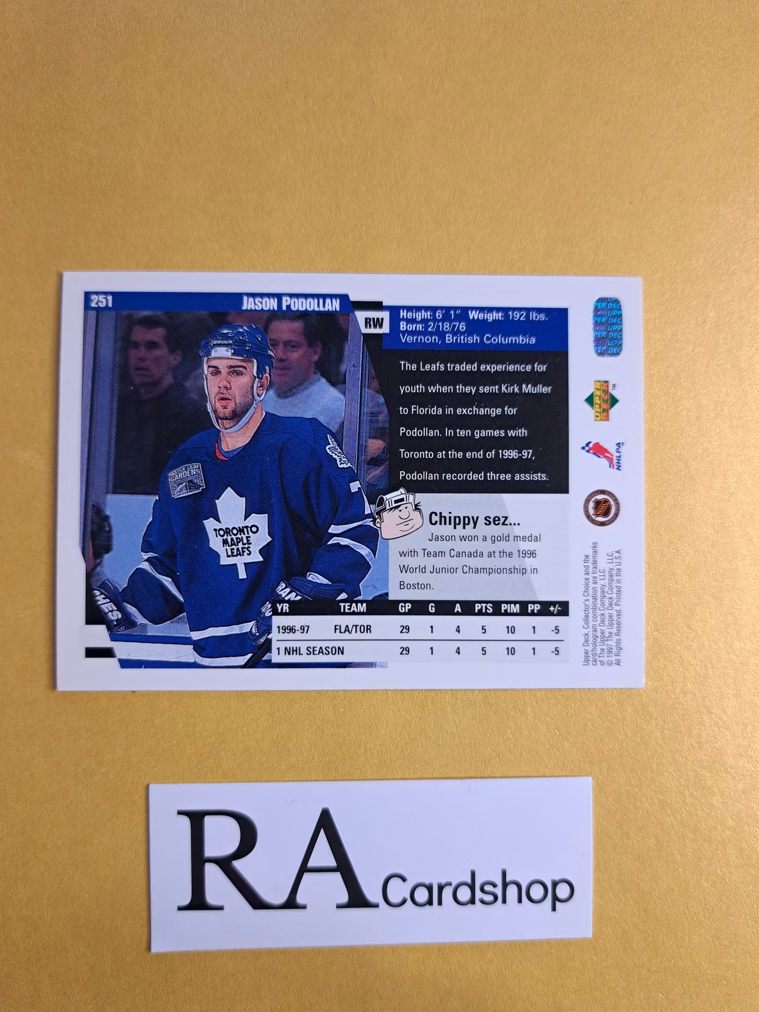 Jason Podollan 97-98 Upper Deck Collectors Choice #251 NHL Hockey