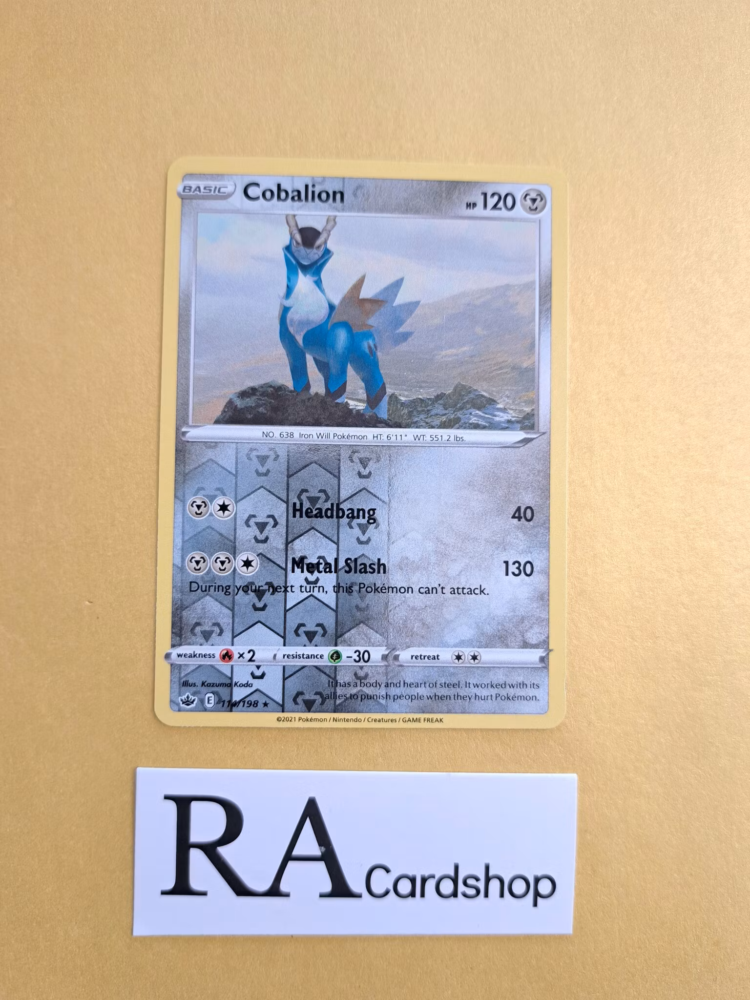 Cobalion Reverse Holo Rare 114/198 Chilling Reign Pokemon