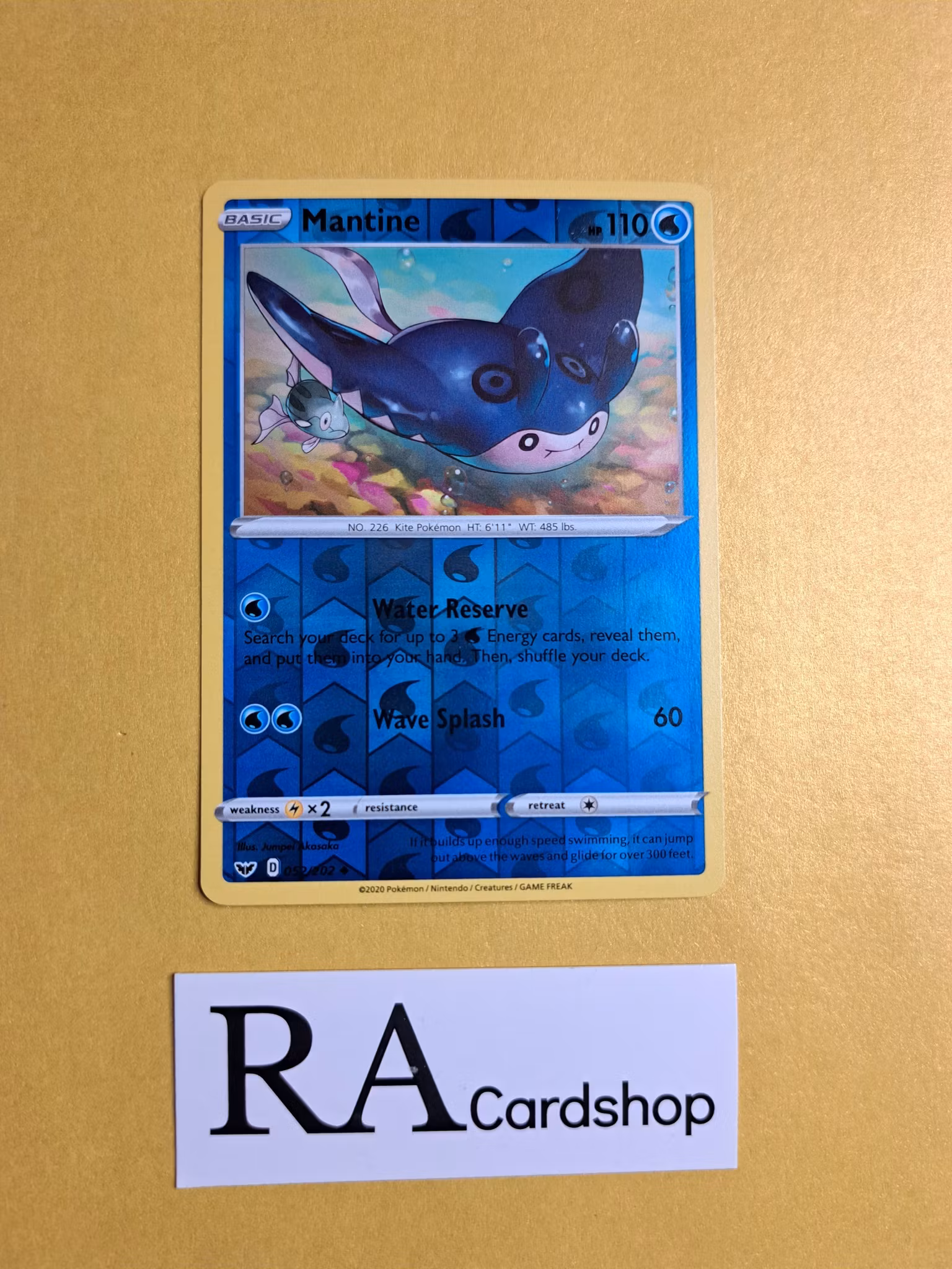 Mantine Reverse Holo Common 052/202 Sword & Shield Pokemon