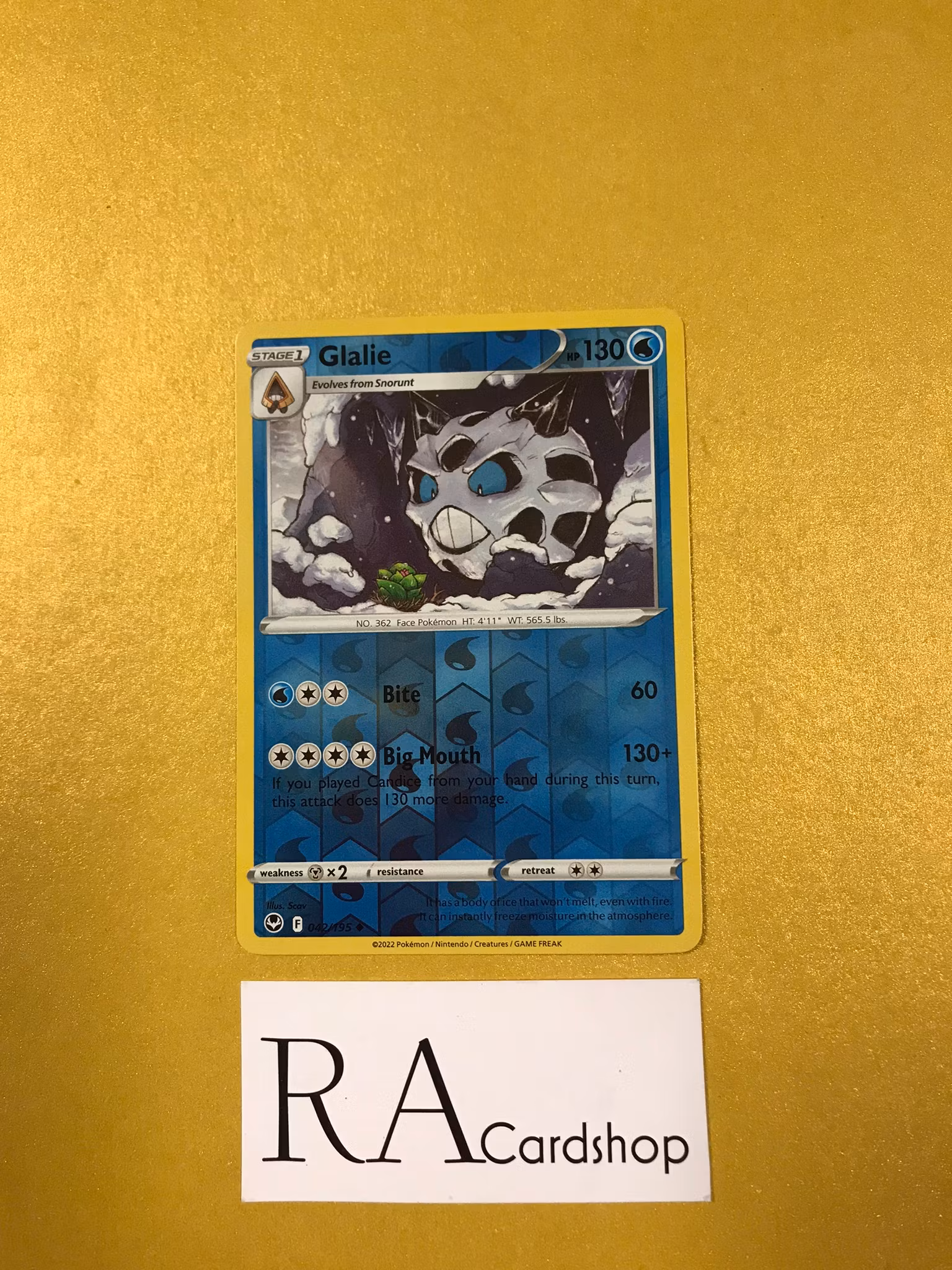 Glalie Reverse Holo Uncommon 042/195 Silver Tempest Pokemon