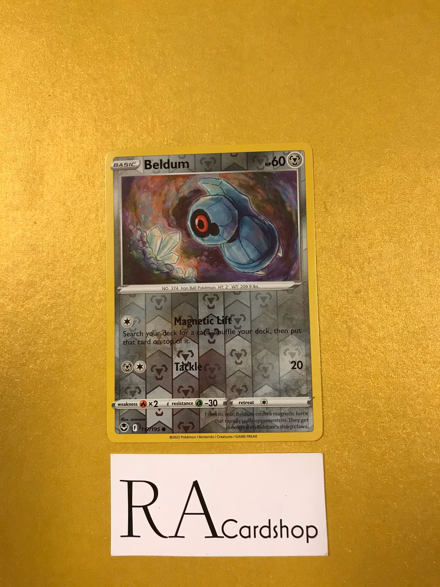 Beldum Reverse Holo Common 117/195 Silver Tempest Pokemon