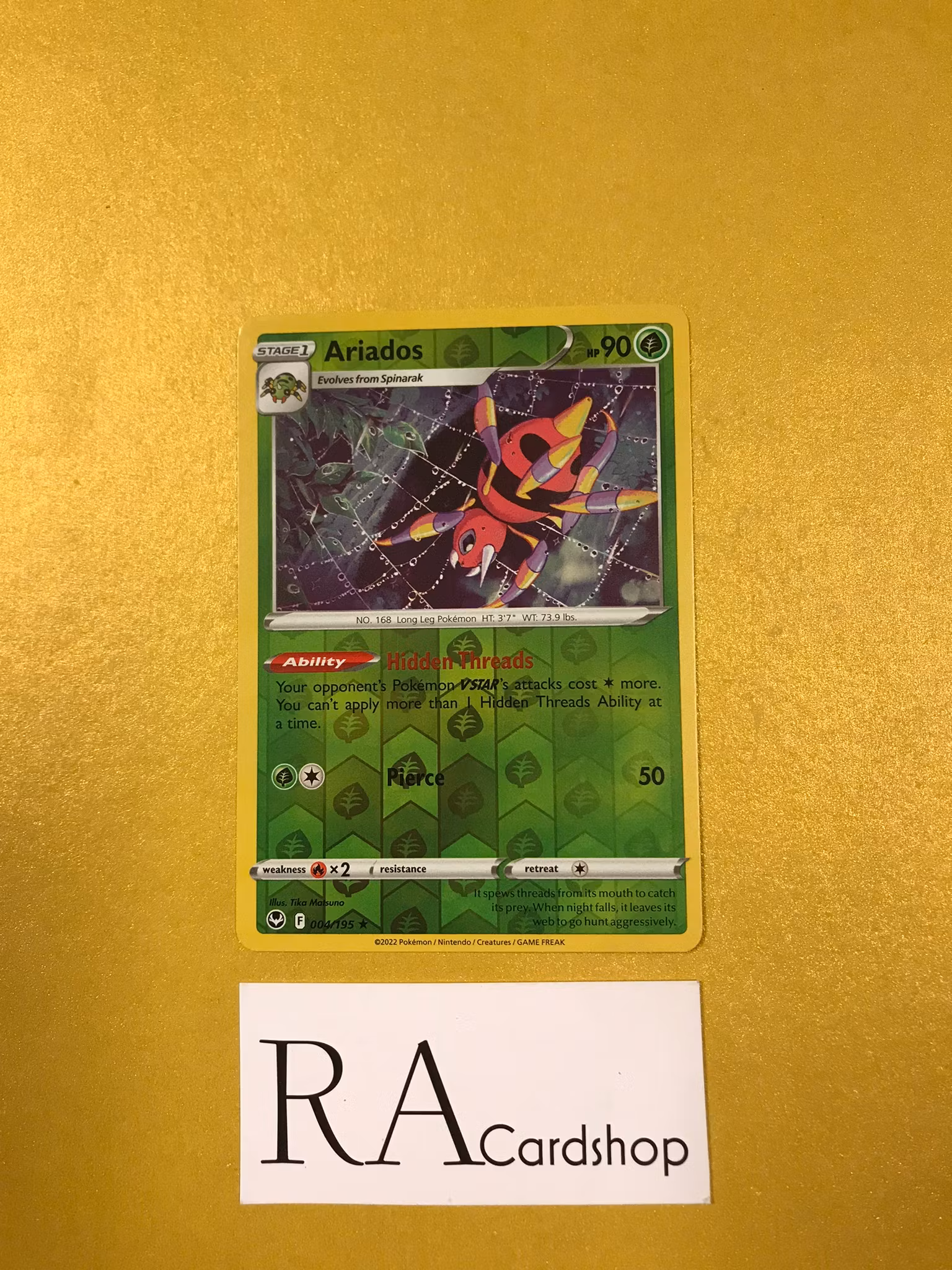 Ariados Reverse Holo Rare 004/195 Silver Tempest Pokemon