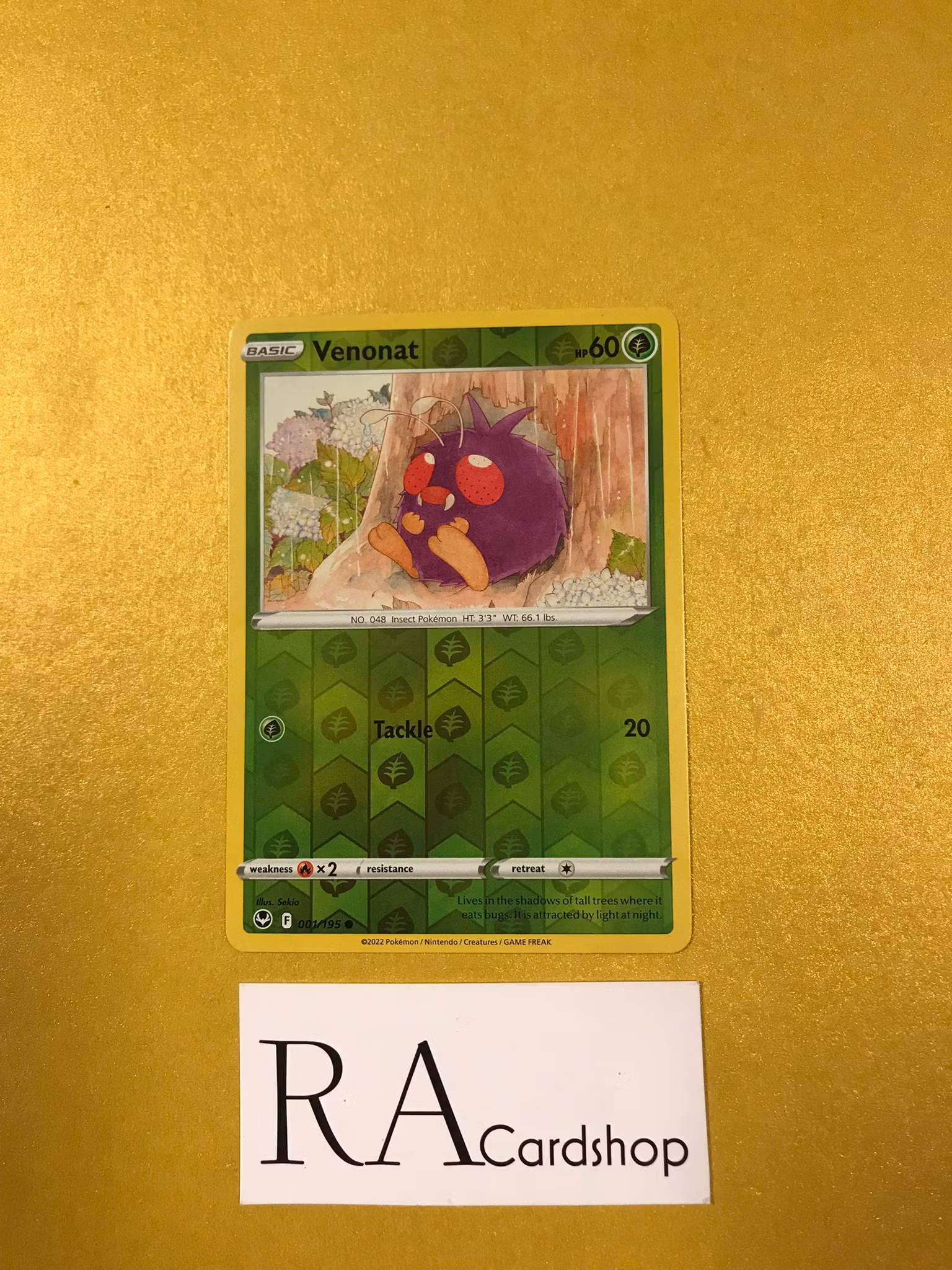 Venonat Reverse Holo Common 001/195 Silver Tempest Pokemon