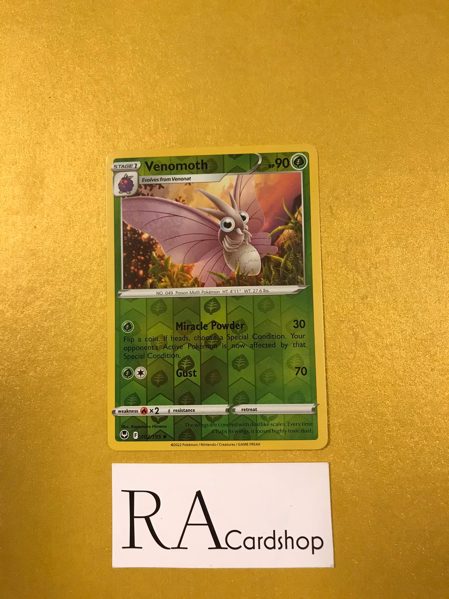 Venomoth Reverse Holo Uncommon 002/195 Silver Tempest Pokemon