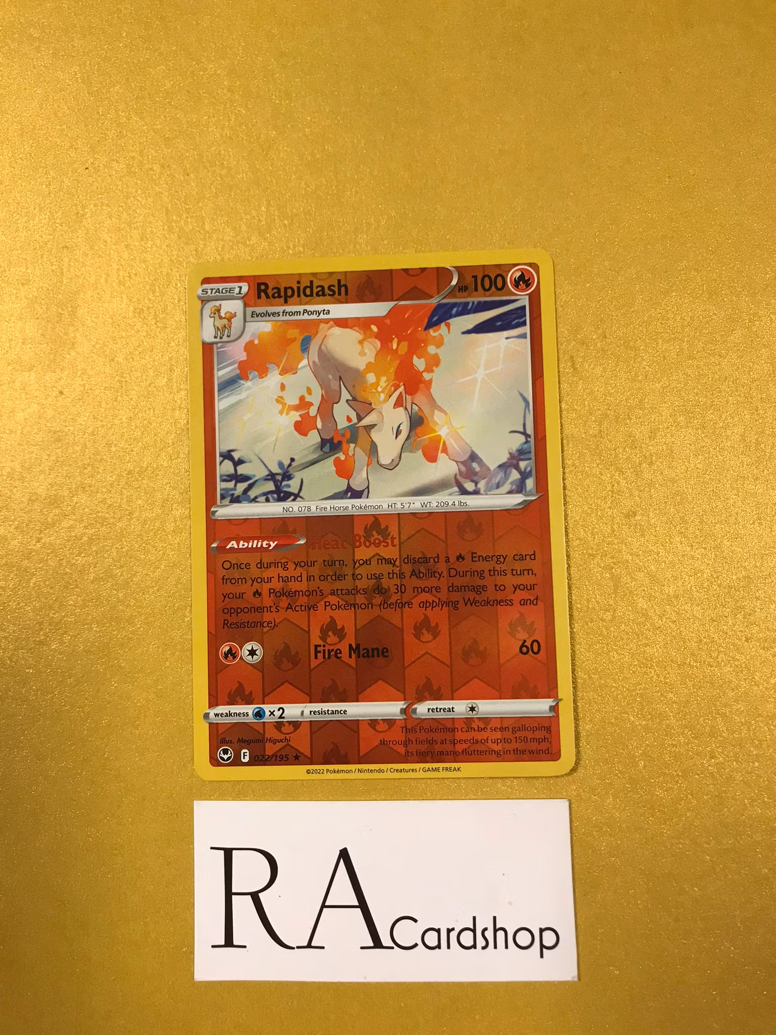 Rapidash Reverse Holo Rare 022/195 Silver Tempest Pokemon