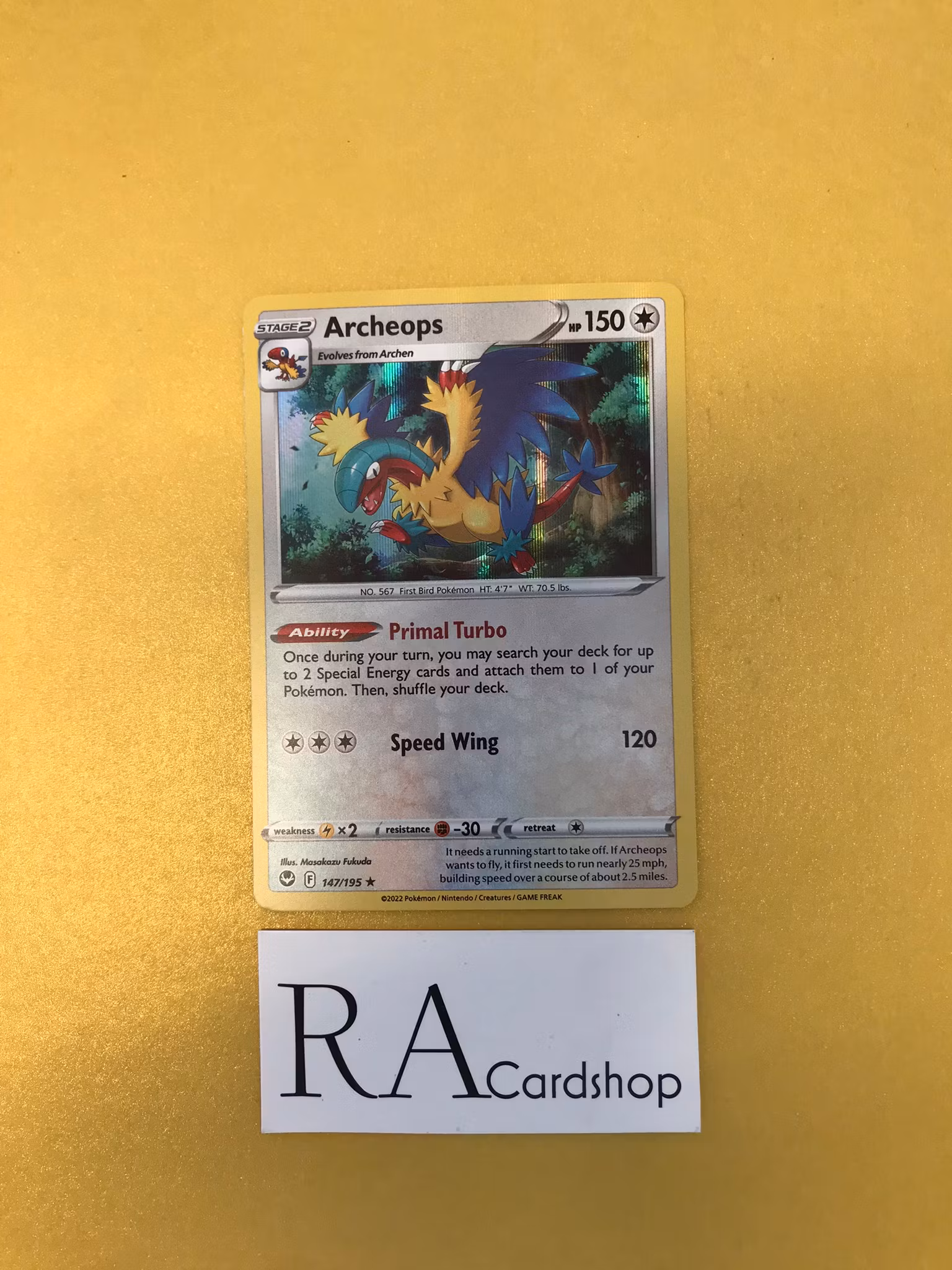 Archeops Holo Rare 147/195 Silver Tempest Pokemon