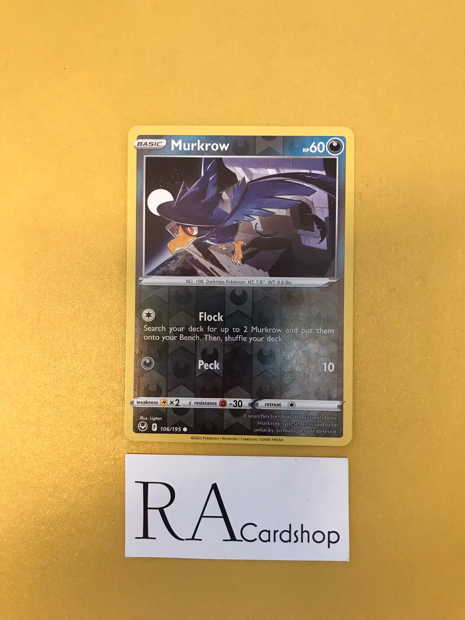 Murkrow Reverse Holo Common 106/195 Silver Tempest Pokemon