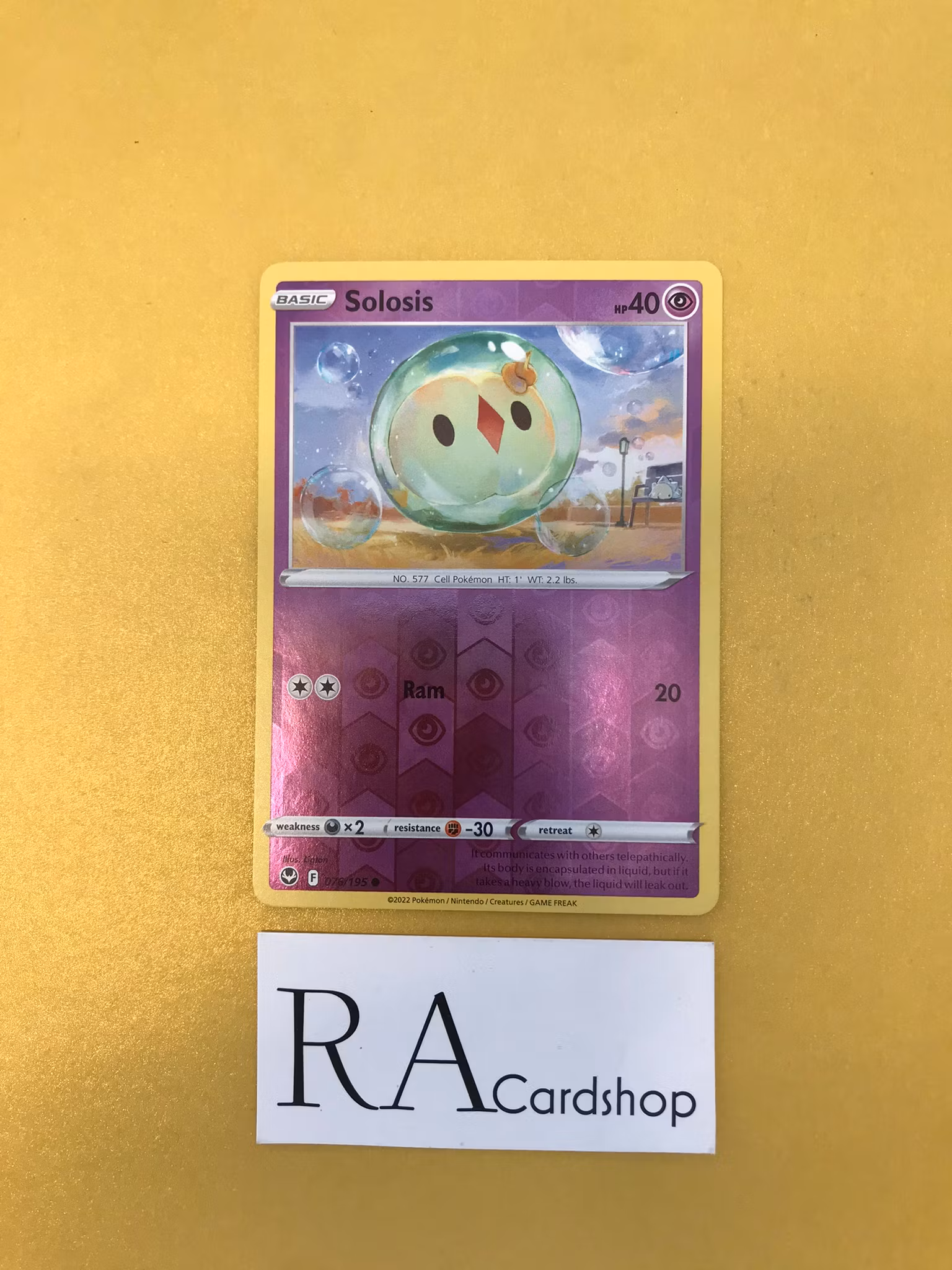 Solosis Reverse Holo Common 076/195 Silver Tempest Pokemon