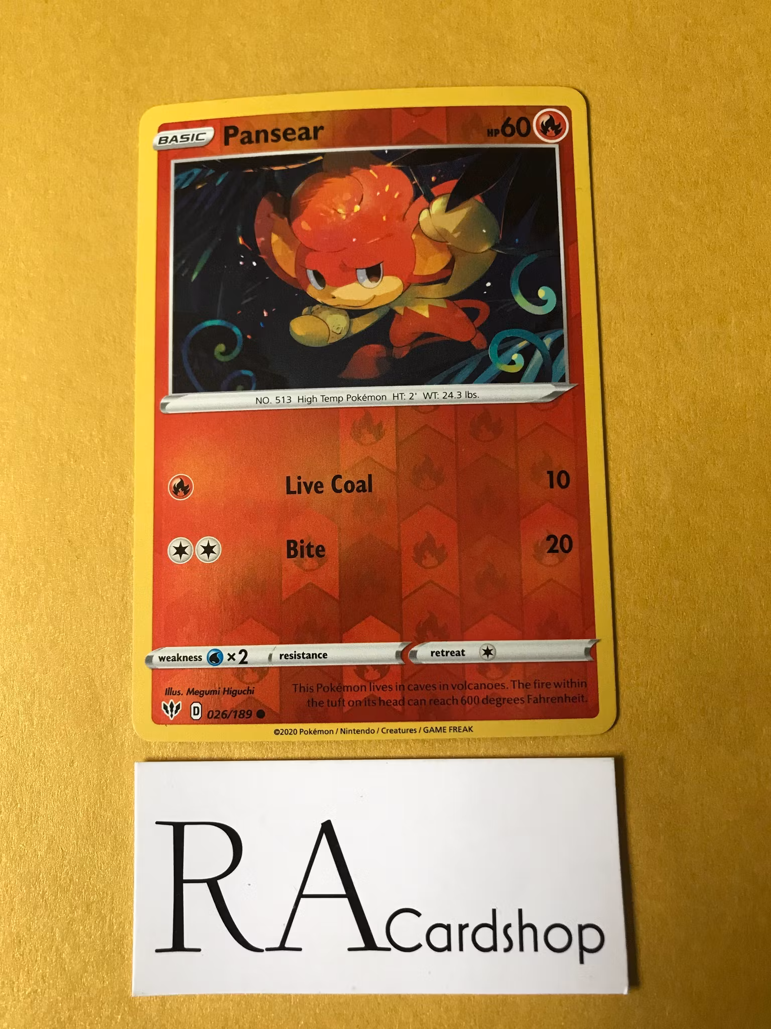 Pansear Reverse Holo Common 026/189 Darkness Ablaze Pokemon