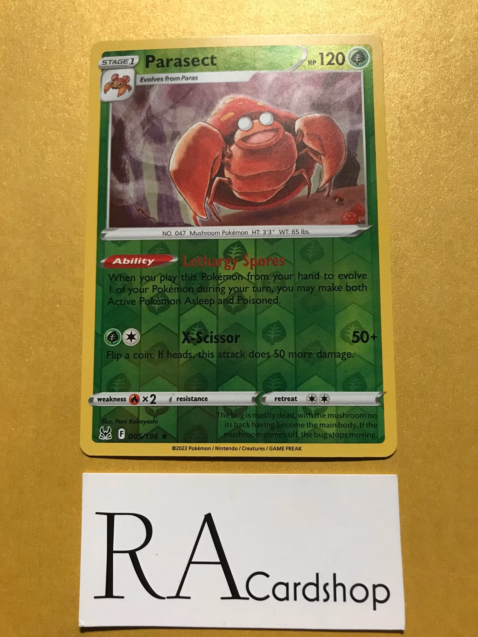 Parasect Reverse Holo Rare 005/196 Lost Origin Pokémon