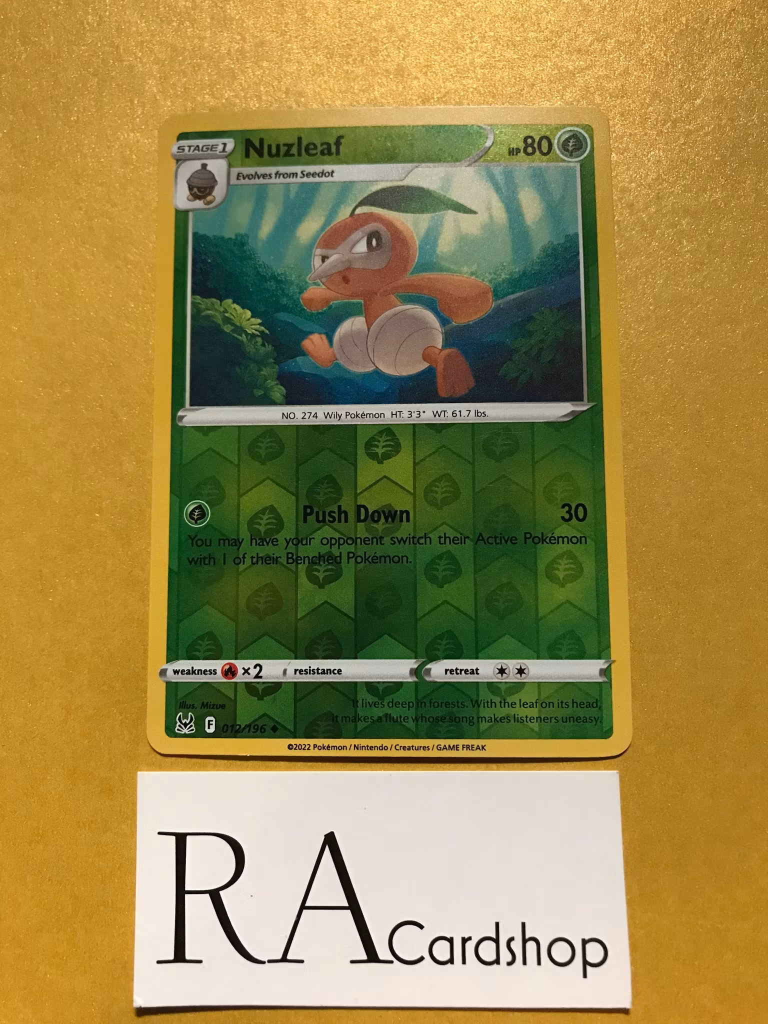 Nuzleaf Reverse Holo Uncommon 012/196 Lost Origin Pokémon