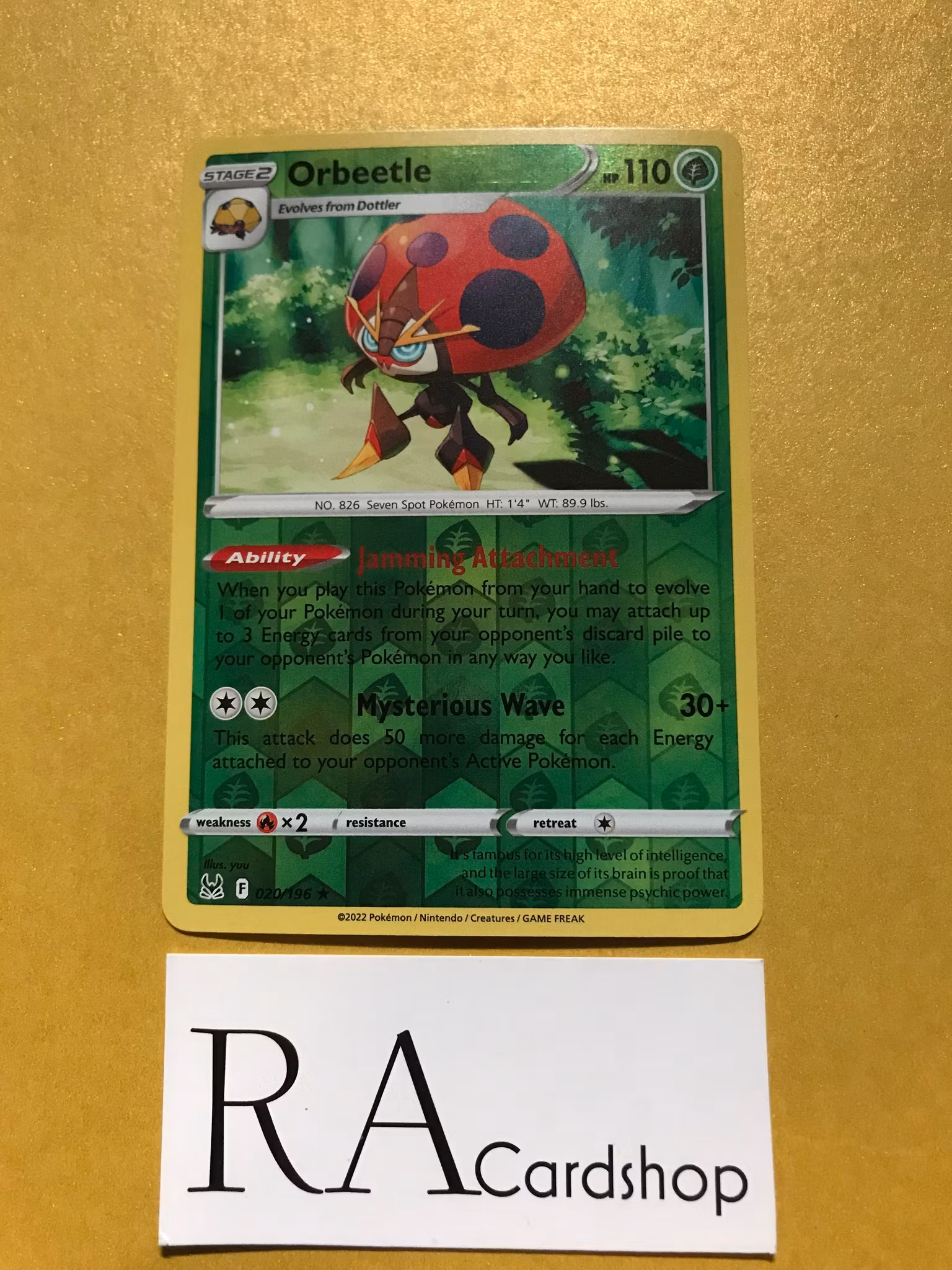 Orbeetle Reverse Holo Rare 020/196 Lost Origin Pokémon
