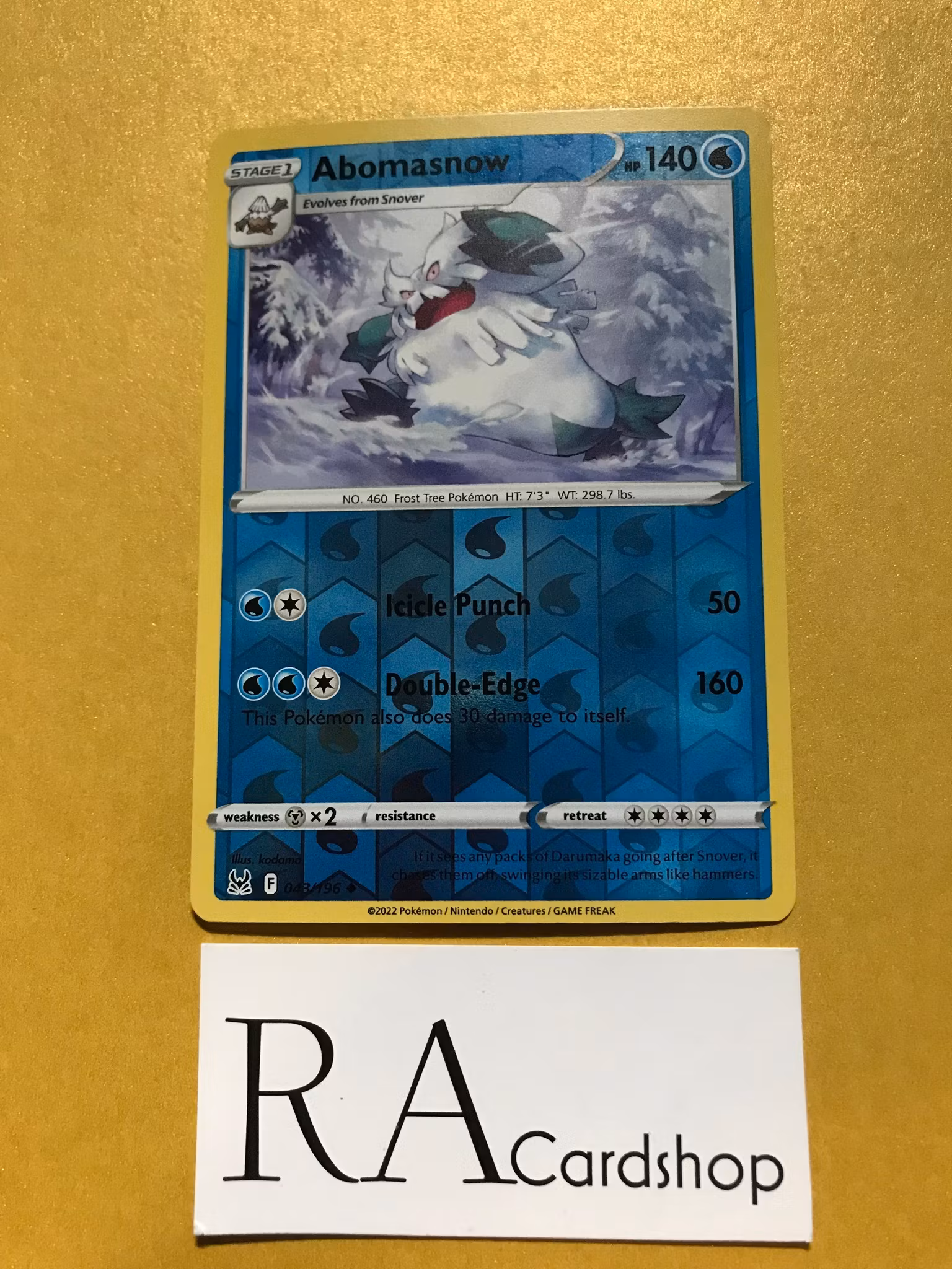 Abomasnow Reverse Holo Uncommon 043/196 Lost Origin Pokémon
