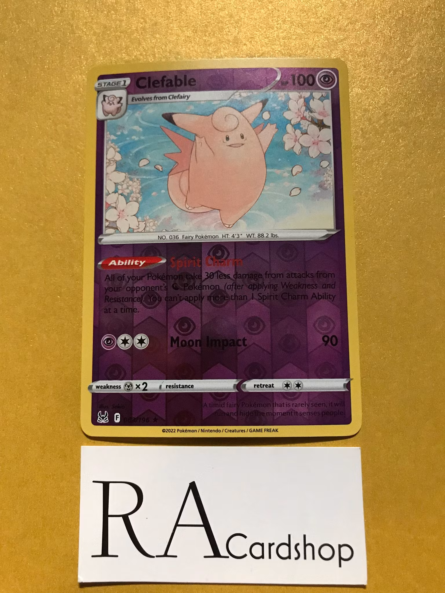 Clefable Reverse Holo Rare 063/196 Lost Origin Pokémon
