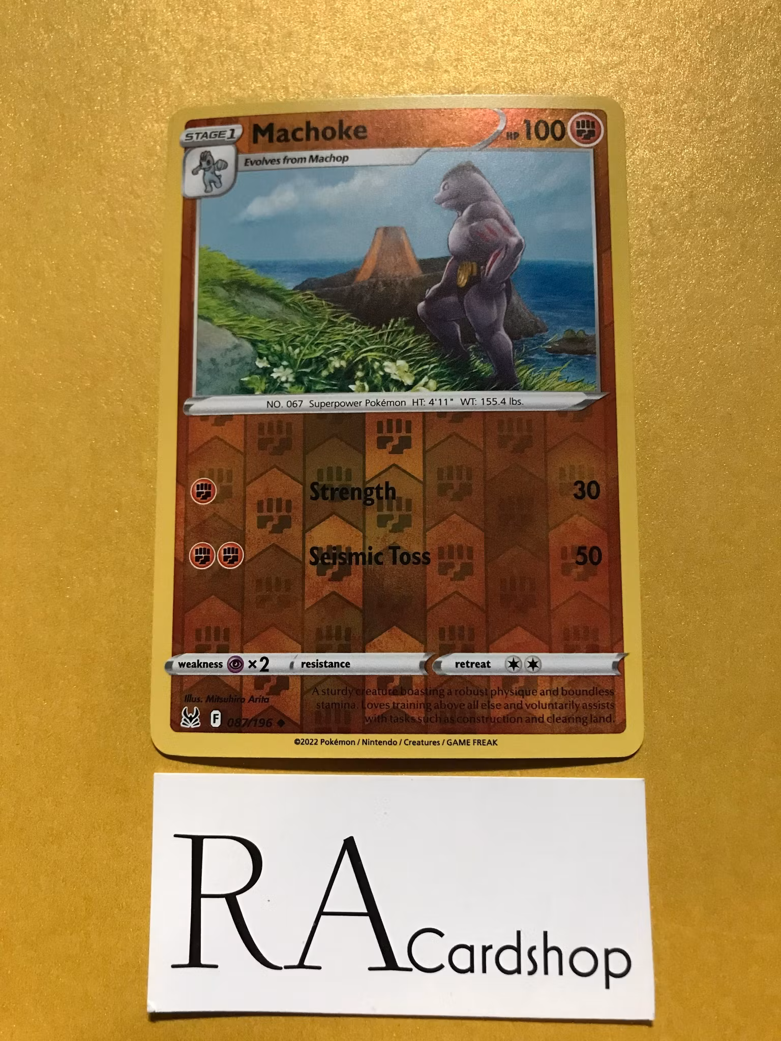 Machoke Reverse Holo Uncommon 087/196 Lost Origin Pokemon