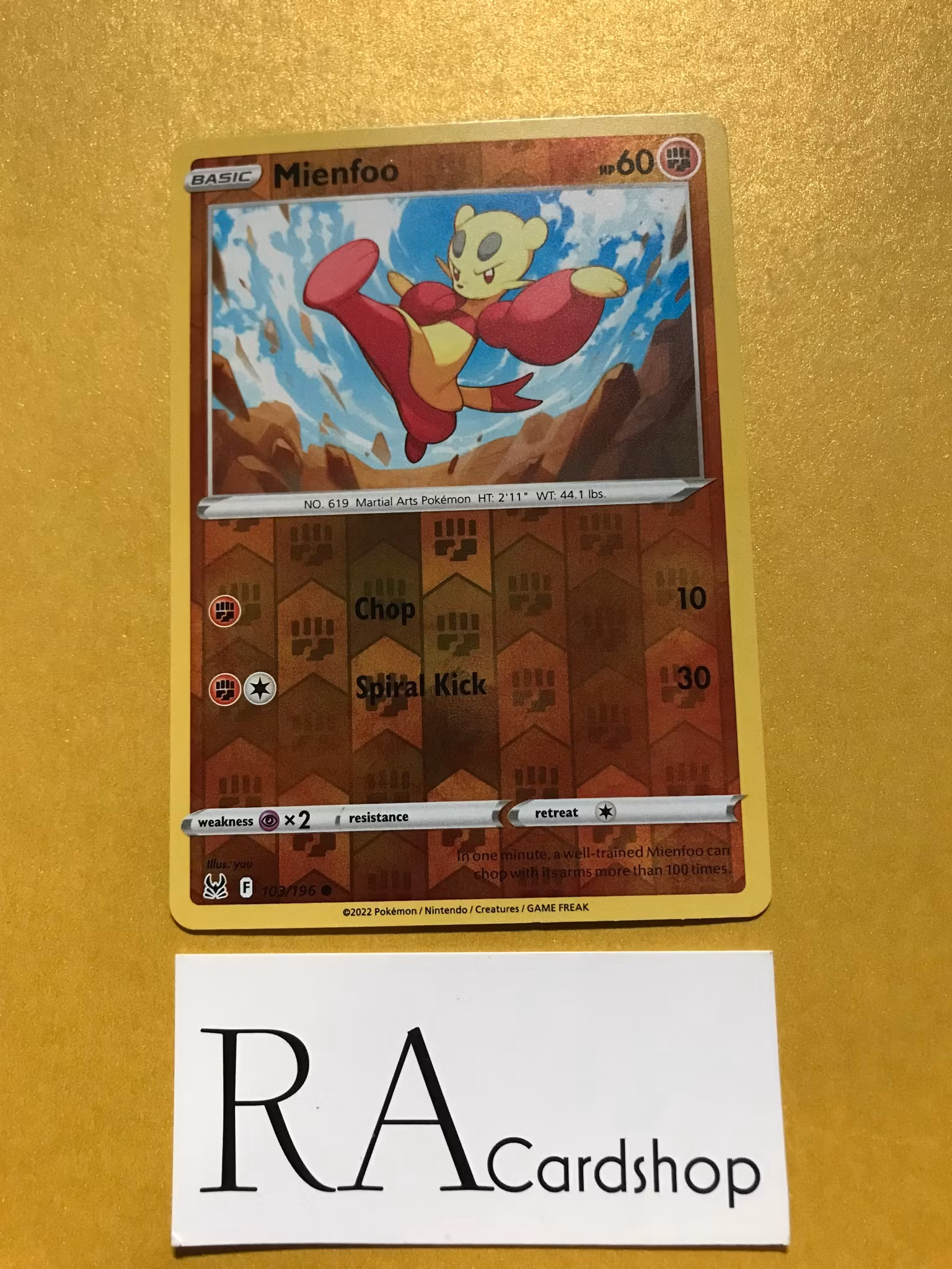 Mienfoo Reverse Holo Common 103/196 Lost Origin Pokémon