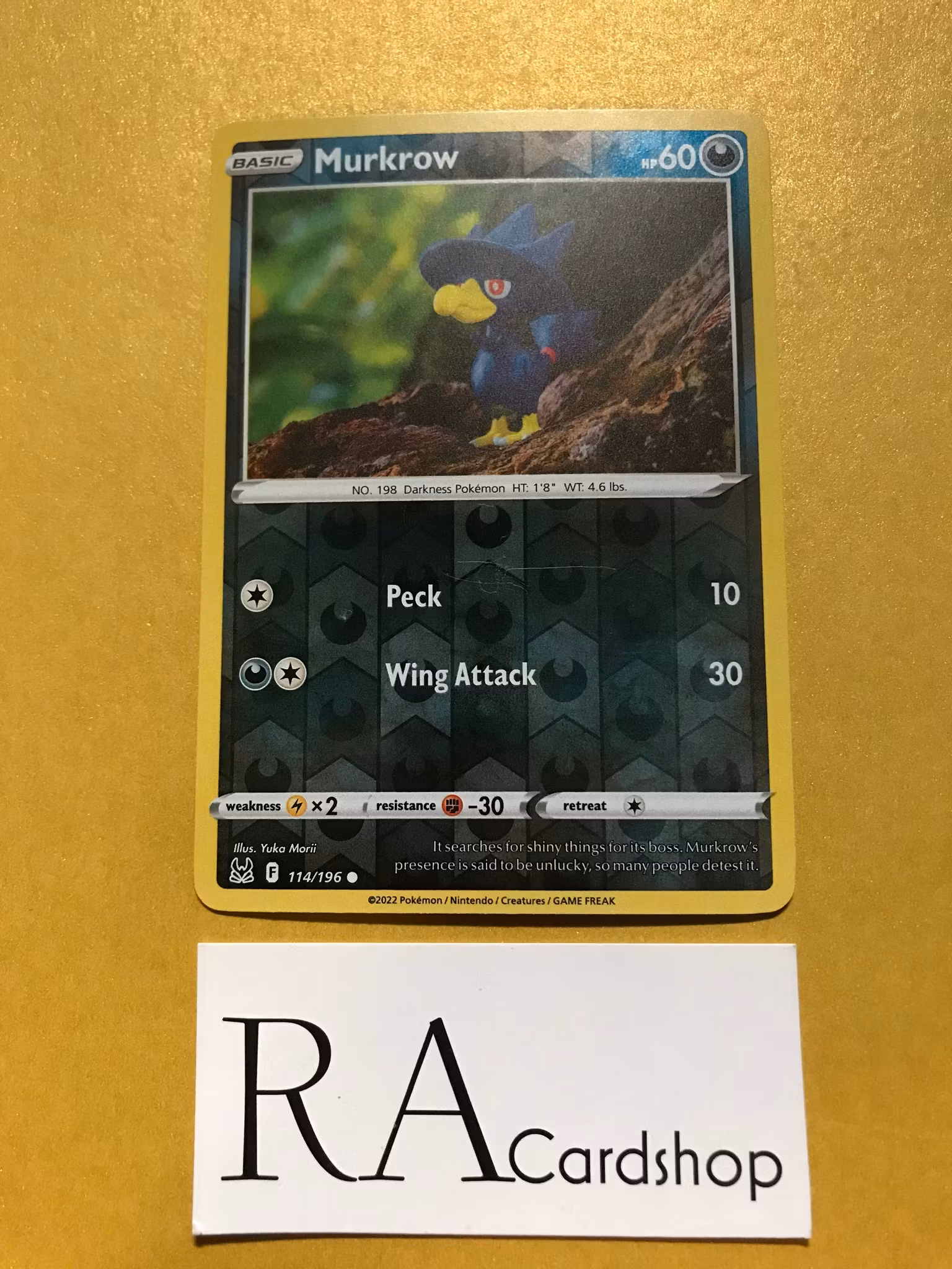 Murkrow Reverse Holo Common 114/196 Lost Origin Pokémon