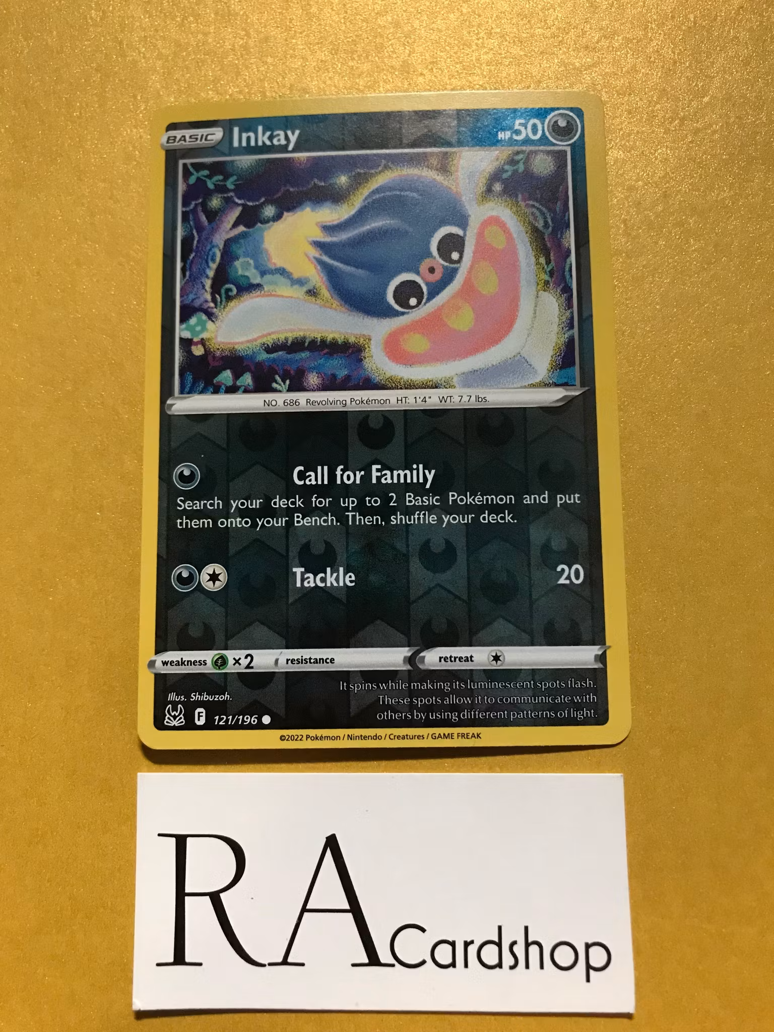 Inkay Reverse Holo Common 121/196 Lost Origin Pokémon