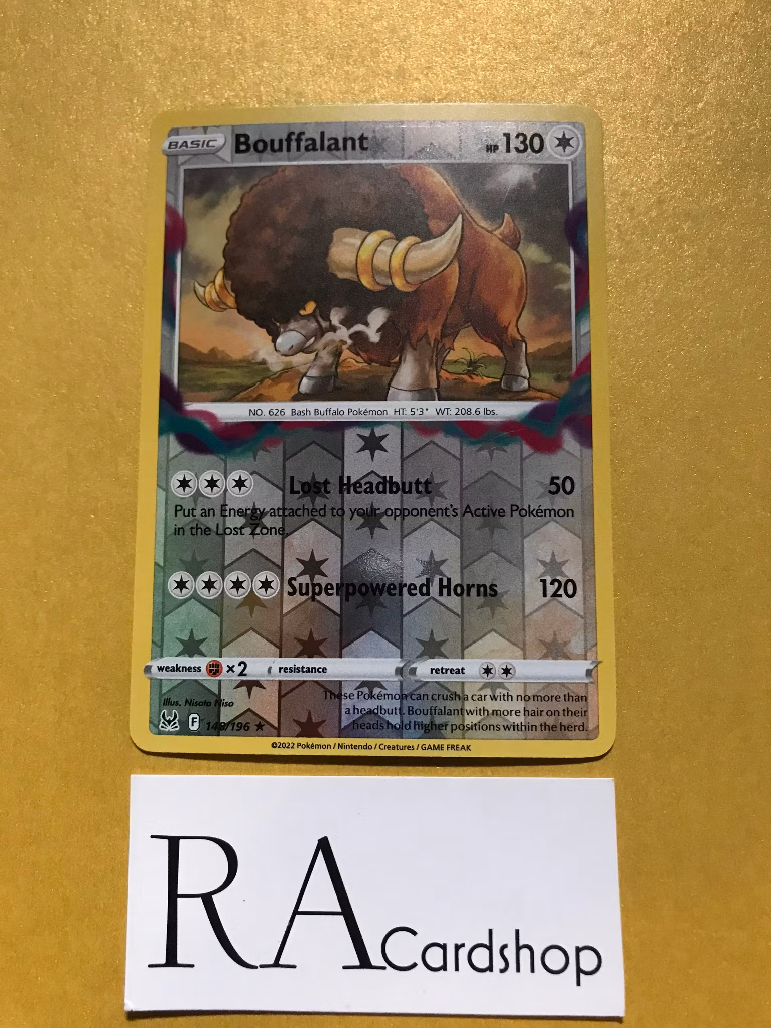 Bouffalant Reverse Holo Rare 148/196 Lost Origin Pokémon